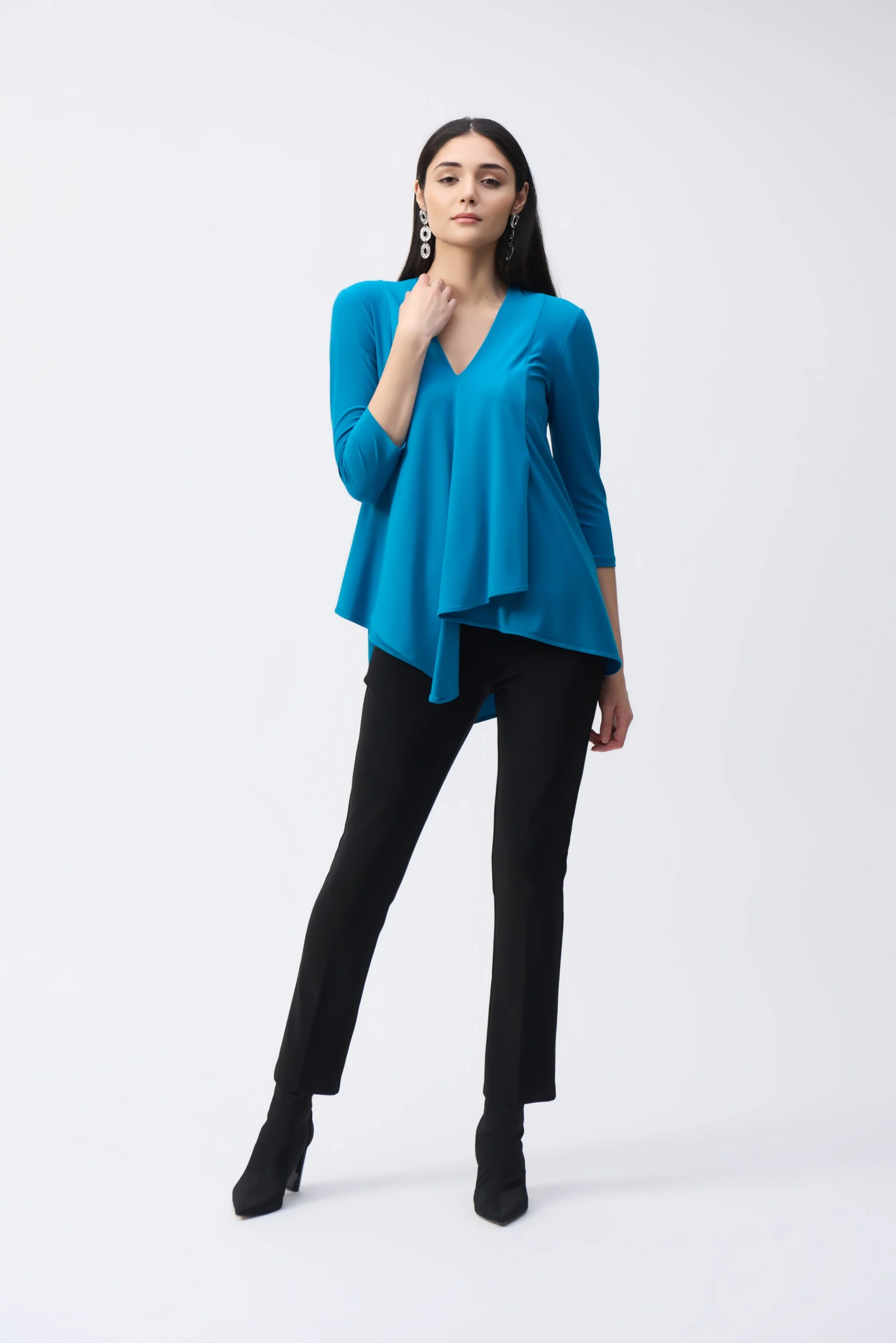 Joseph Ribkoff Pacific Blue Asymmetric Tunic Style 161066F24 - Image 4