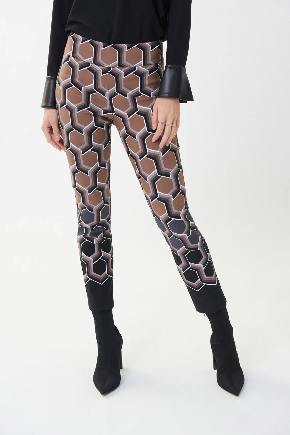 Joseph Ribkoff Black/Multi Geometric Print Pant  Style 223280 - Image 2