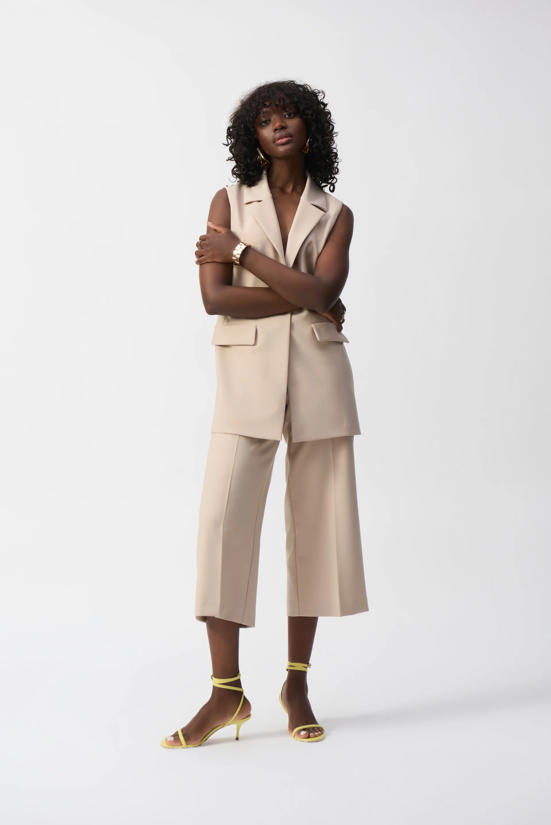 Joseph Ribkoff Parchment Lux Twill Pull-on Culotte Pants Style 251265 - Image 3