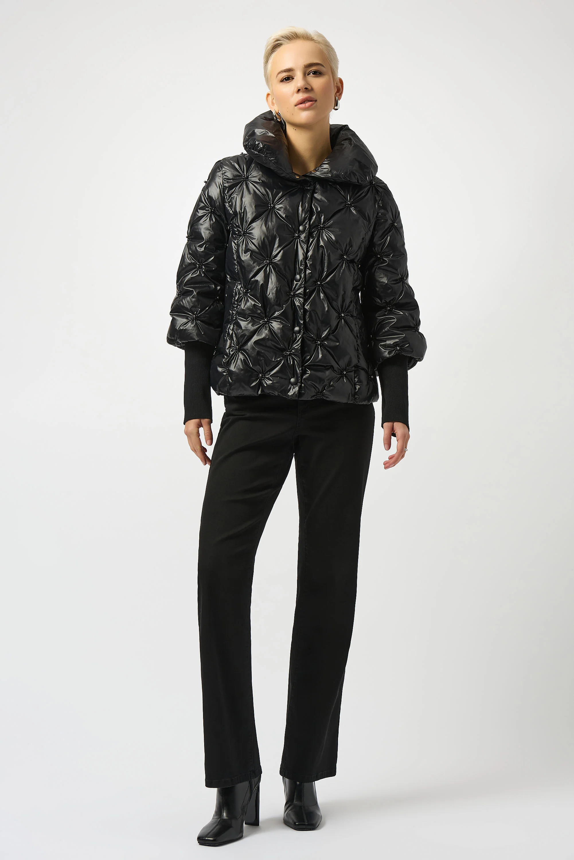 Joseph Ribkoff Pearl Quilted Puffer Trapeze Outdoor Jacket Style 253931 - Image 2