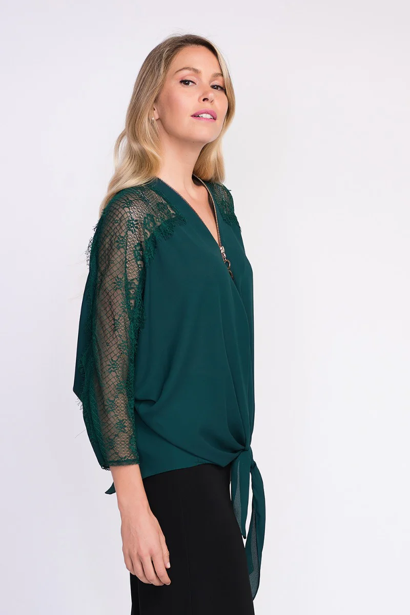Joseph Ribkoff Pine Blouse Style 203685 - Image 2
