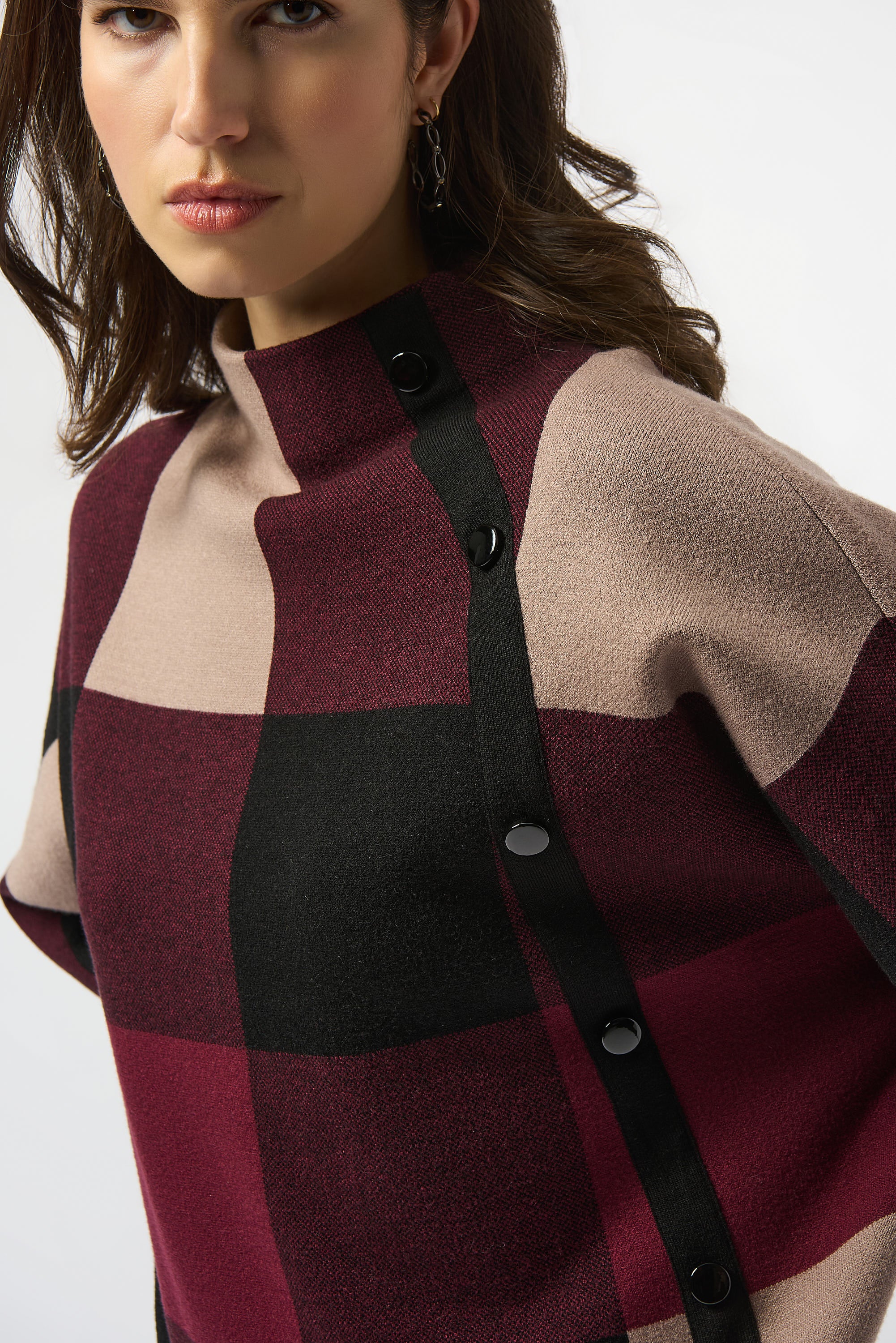 Joseph Ribkoff Plaid Jacquard Sweater Knit Top Style 243948F25 - Image 7