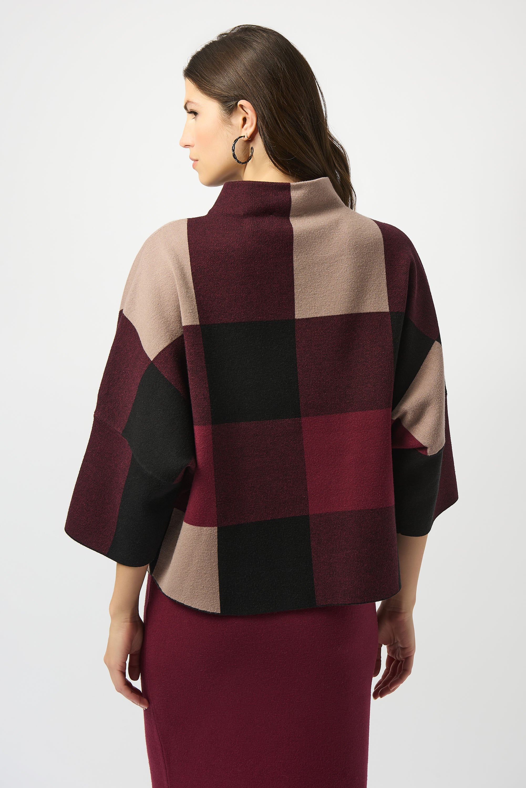 Joseph Ribkoff Plaid Jacquard Sweater Knit Top Style 243948F25 - Image 8