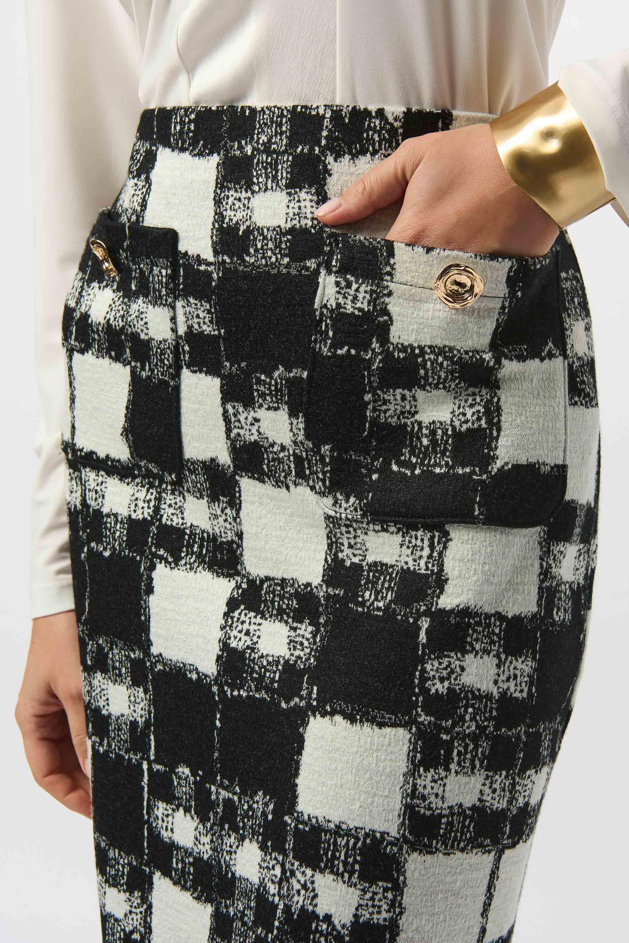 Joseph Ribkoff Plaid Print Pull-On Skirt Style 253146 - Image 4
