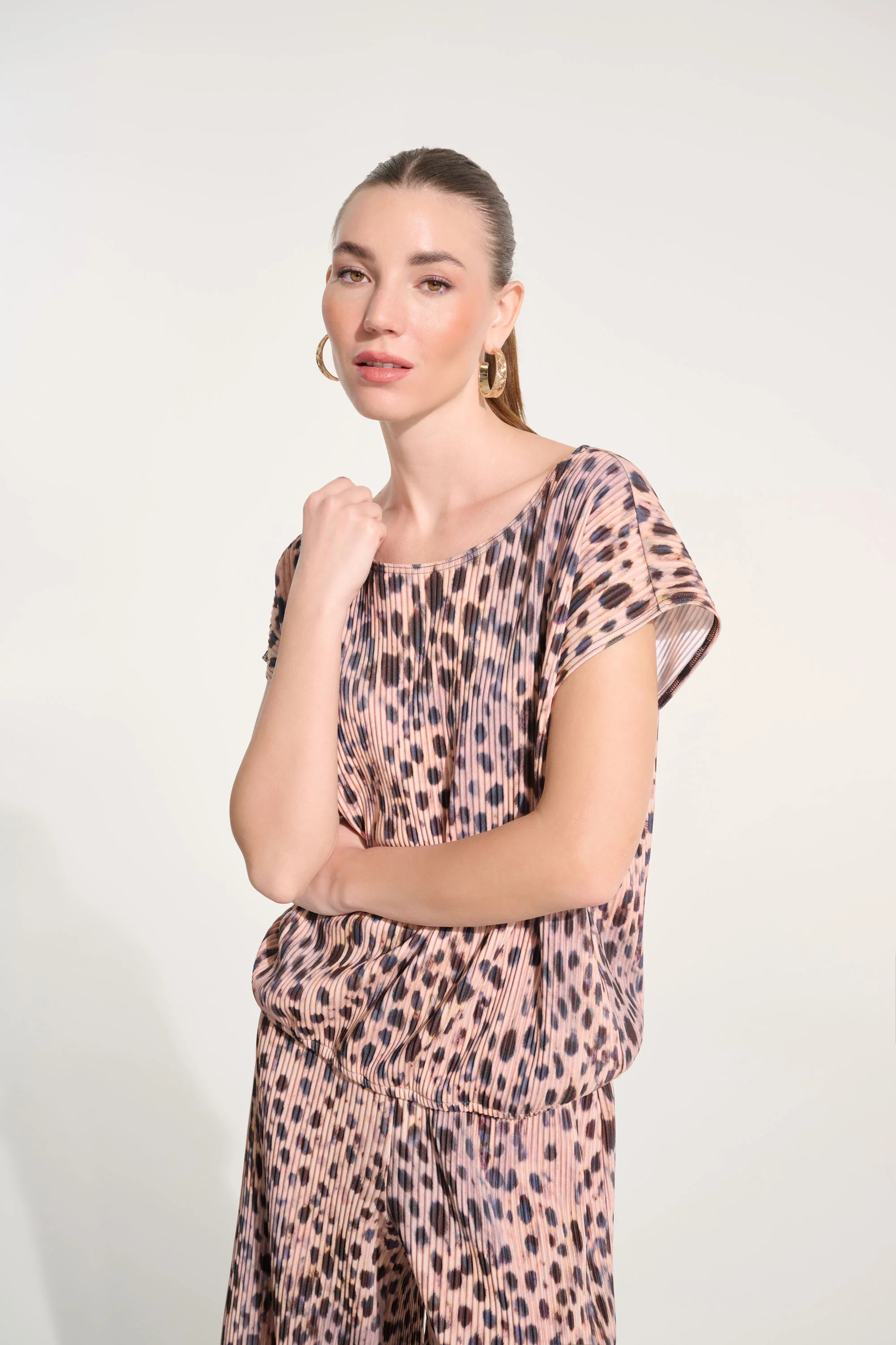 Joseph Ribkoff Pleated Animal Print Cocoon Top Style 262602