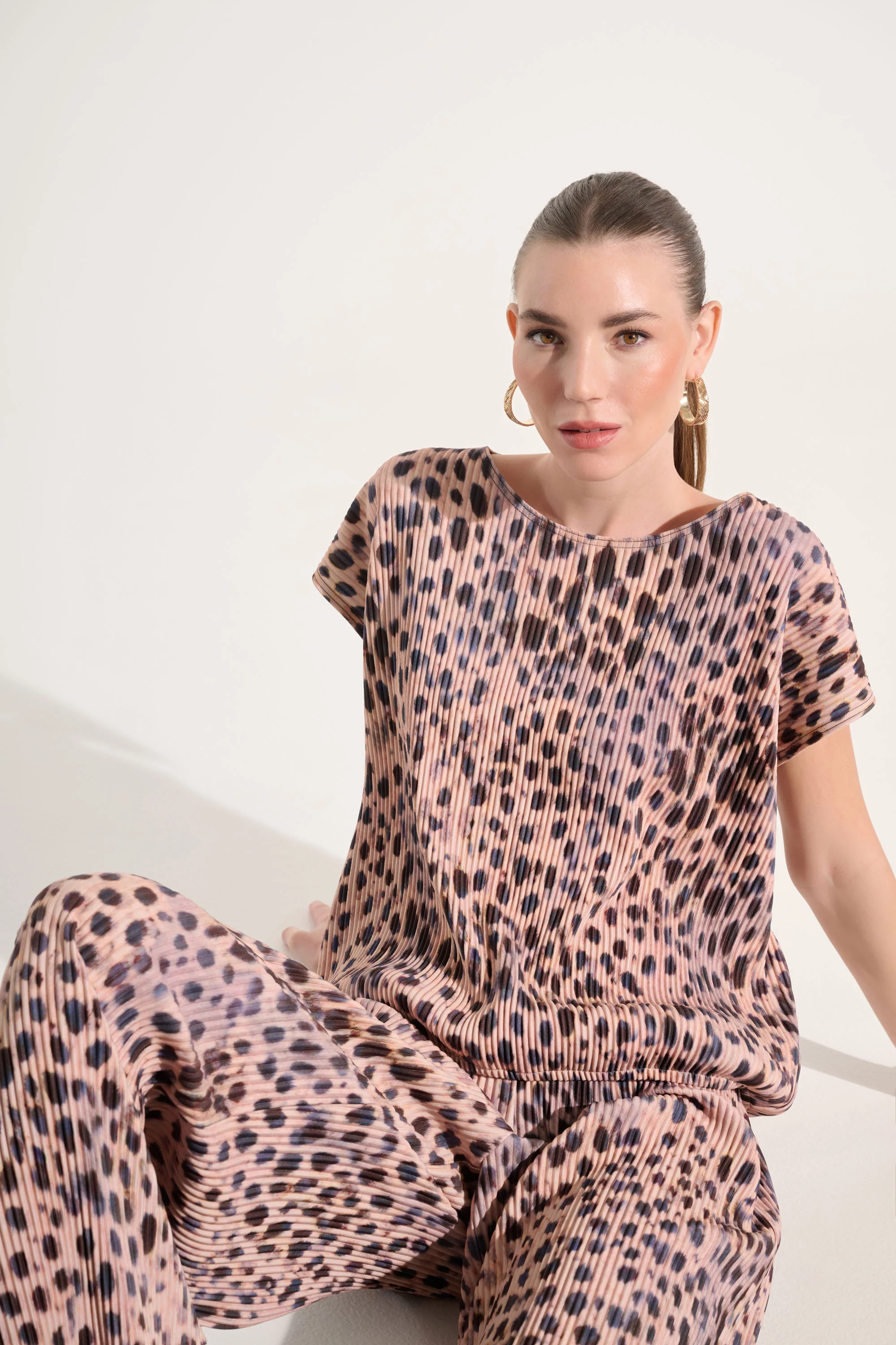 Joseph Ribkoff Pleated Animal Print Cocoon Top Style 262602 - Image 3