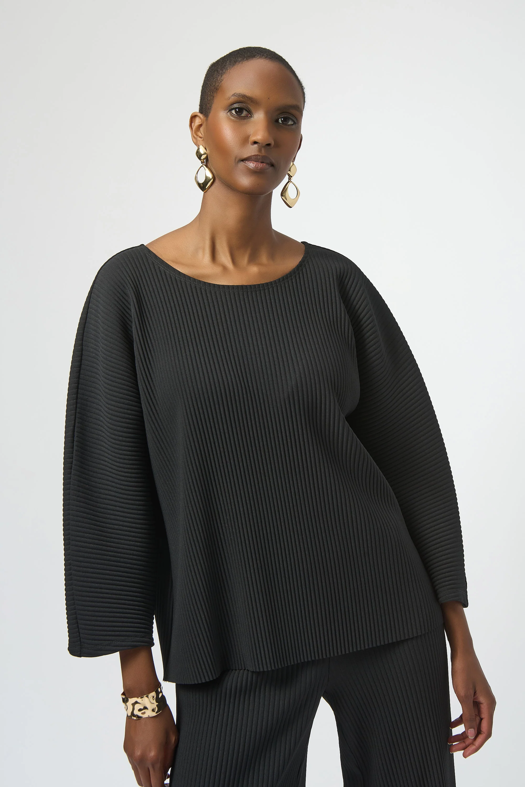 Joseph Ribkoff Pleated 3/4 Sleeve Boxy Top Style 254210 - Image 5