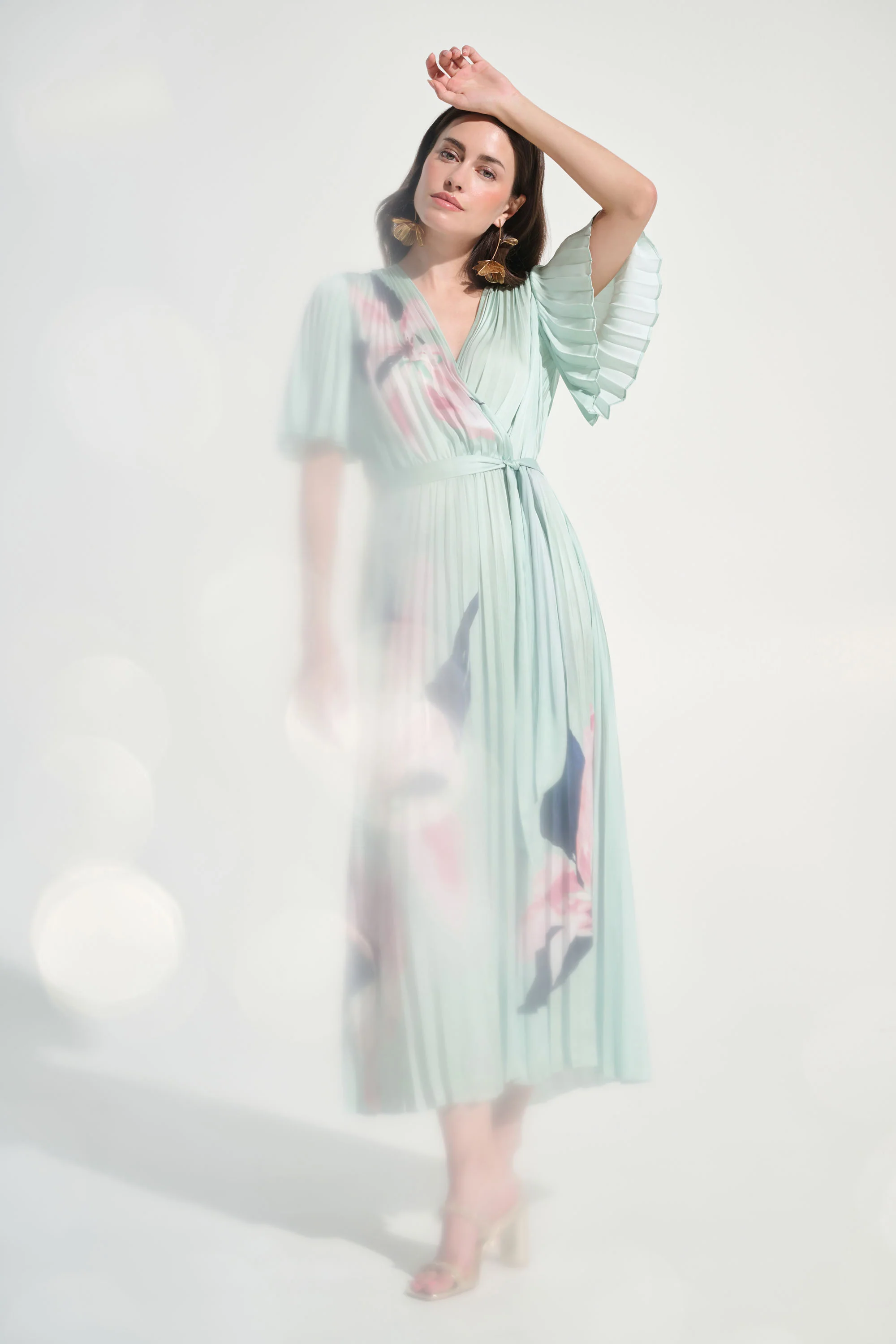 Joseph Ribkoff Pleated Floral Maxi Wrap Dress Style 262712 - Image 4