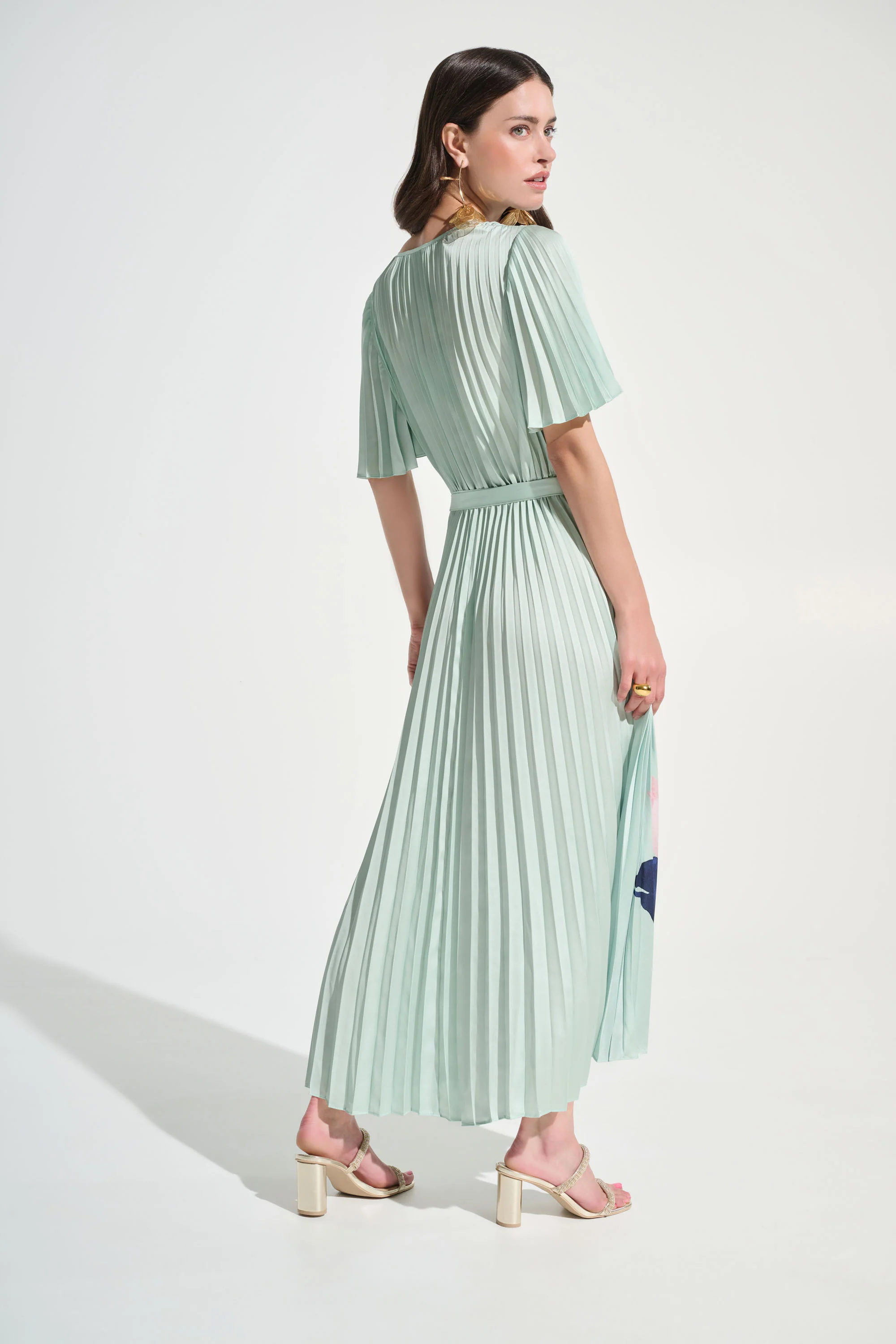 Joseph Ribkoff Pleated Floral Maxi Wrap Dress Style 262712 - Image 5