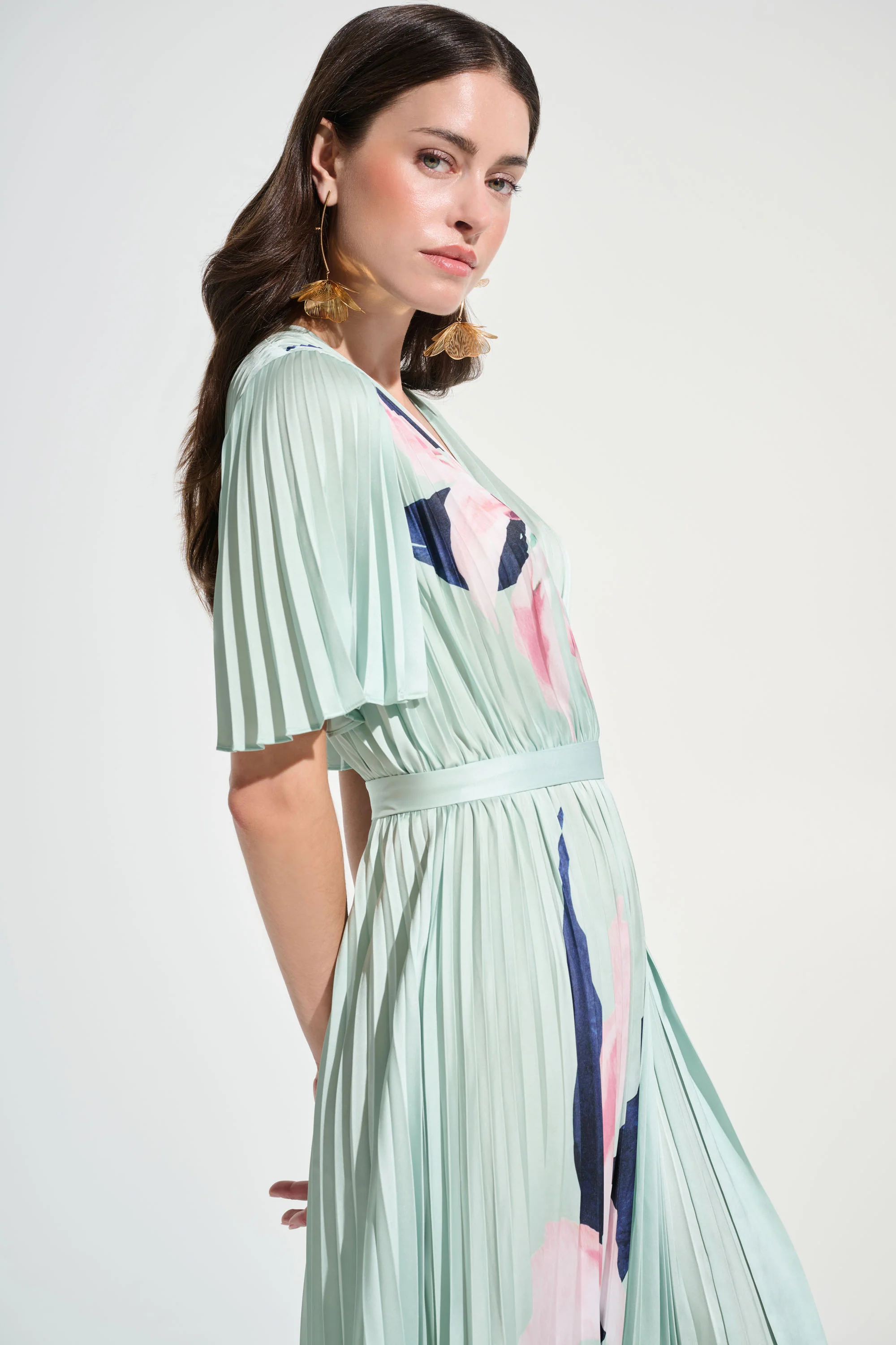 Joseph Ribkoff Pleated Floral Maxi Wrap Dress Style 262712 - Image 6