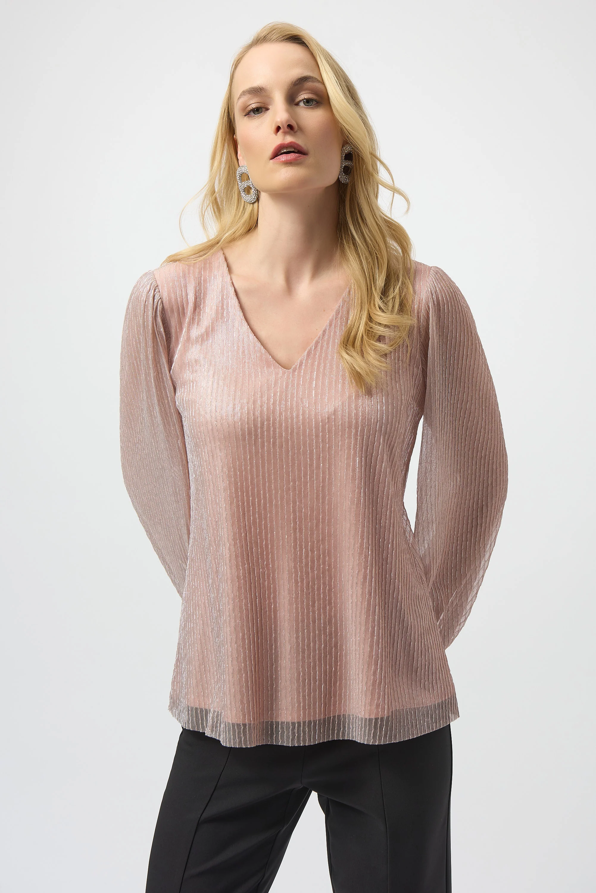 Joseph Ribkoff Pleated Knit Straight Top Style 254163