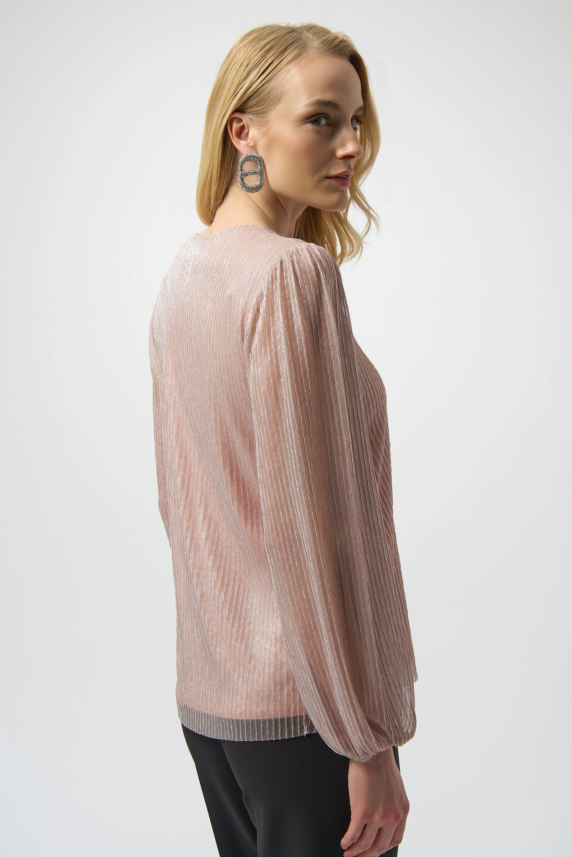 Joseph Ribkoff Pleated Knit Straight Top Style 254163 - Image 3