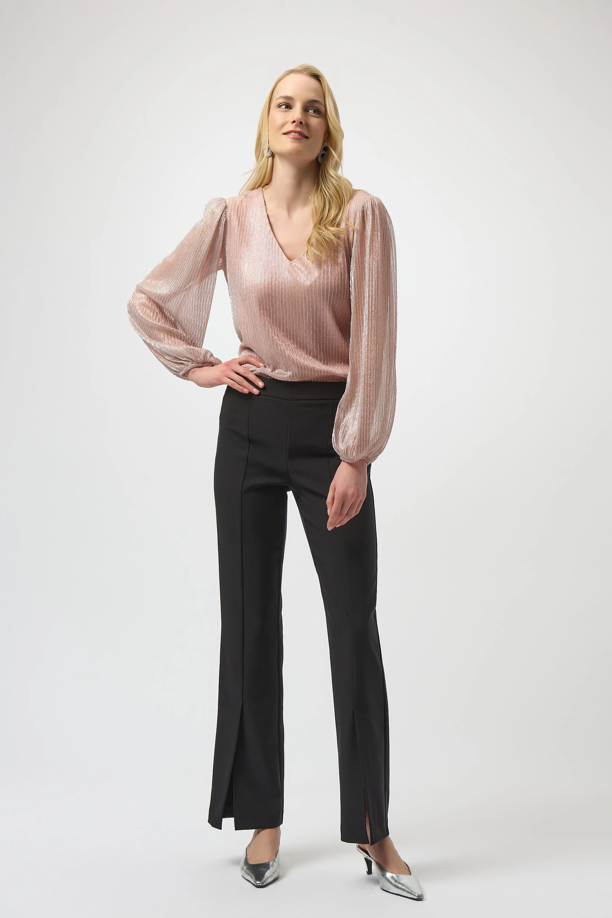Joseph Ribkoff Pleated Knit Straight Top Style 254163 - Image 5