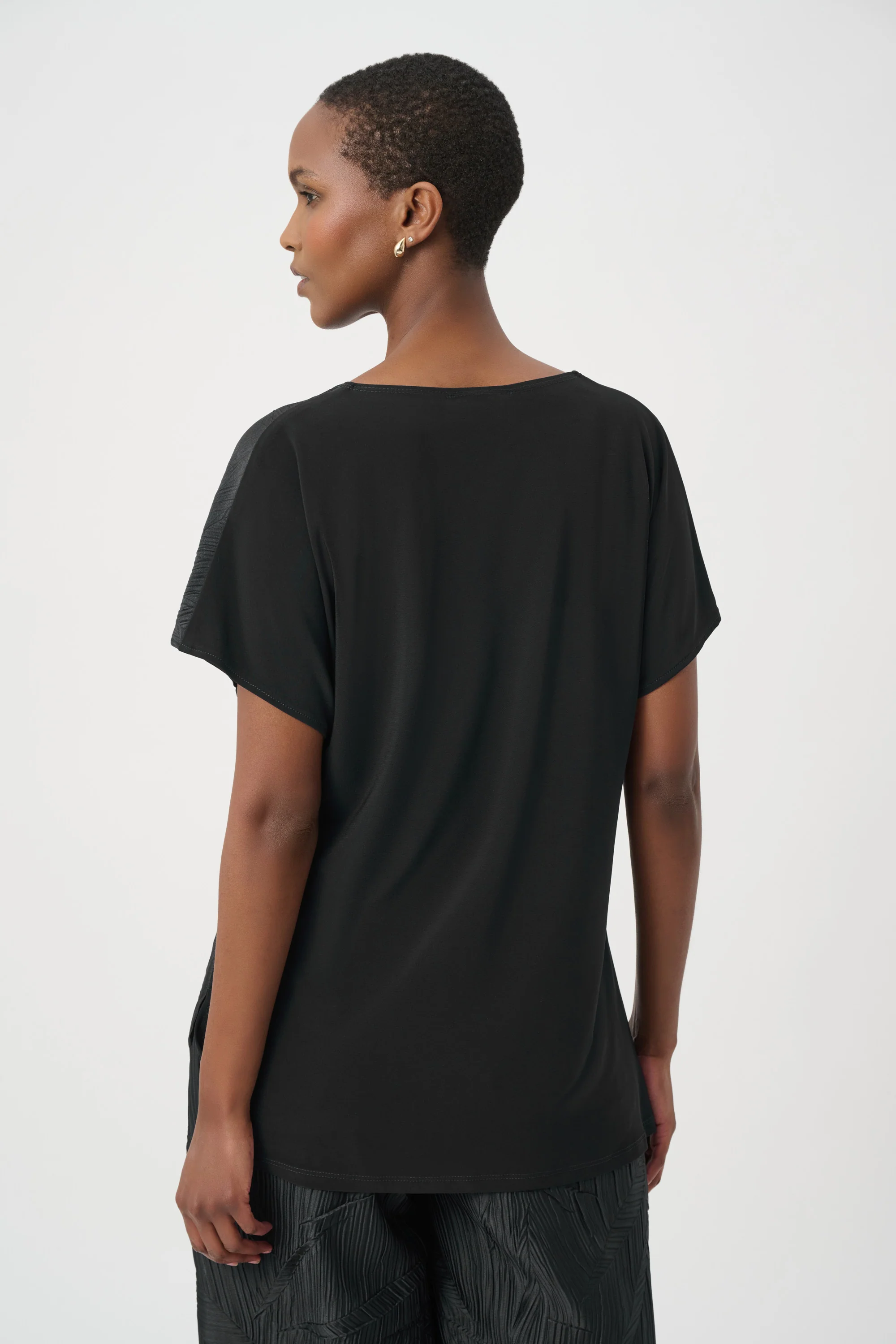 Joseph Ribkoff Pleated Satin Boxy Top With Silky Knit Back Style 261160 - Image 6
