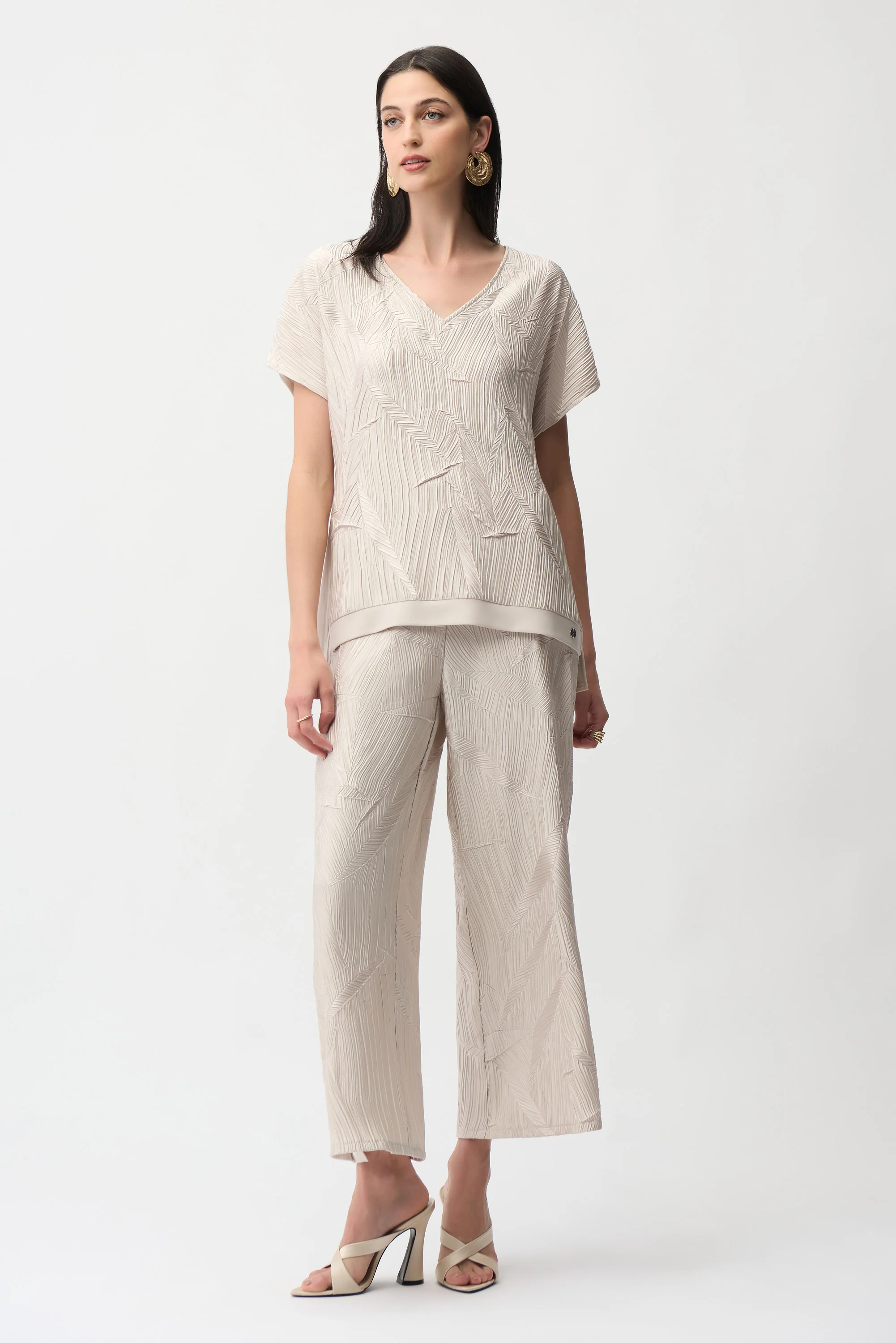 Joseph Ribkoff Pleated Satin Boxy Top With Silky Knit Back Style 261160 - Image 8