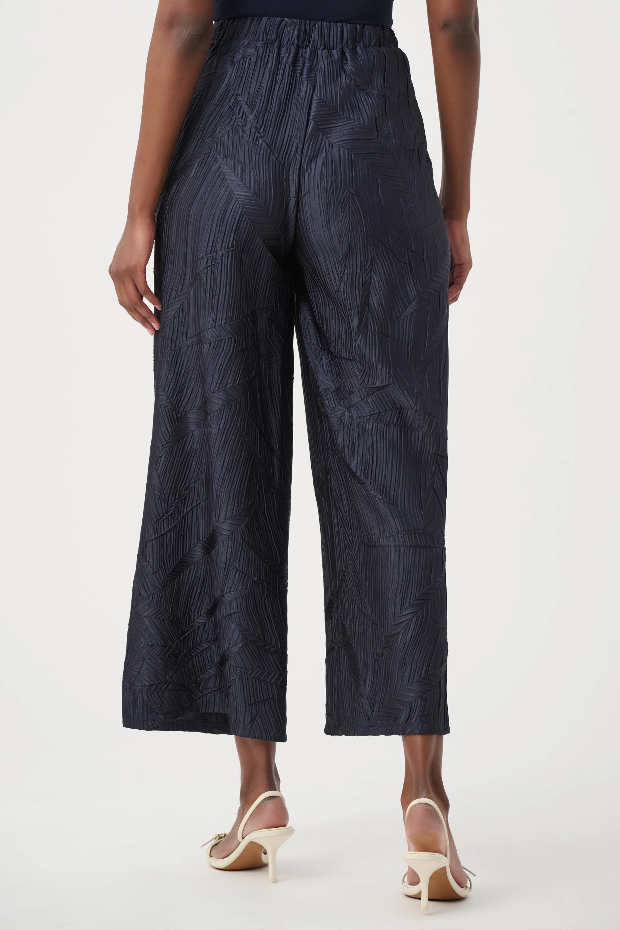 Joseph Ribkoff Pleated Satin Pull-On Culotte Pants Style 261161 - Image 3