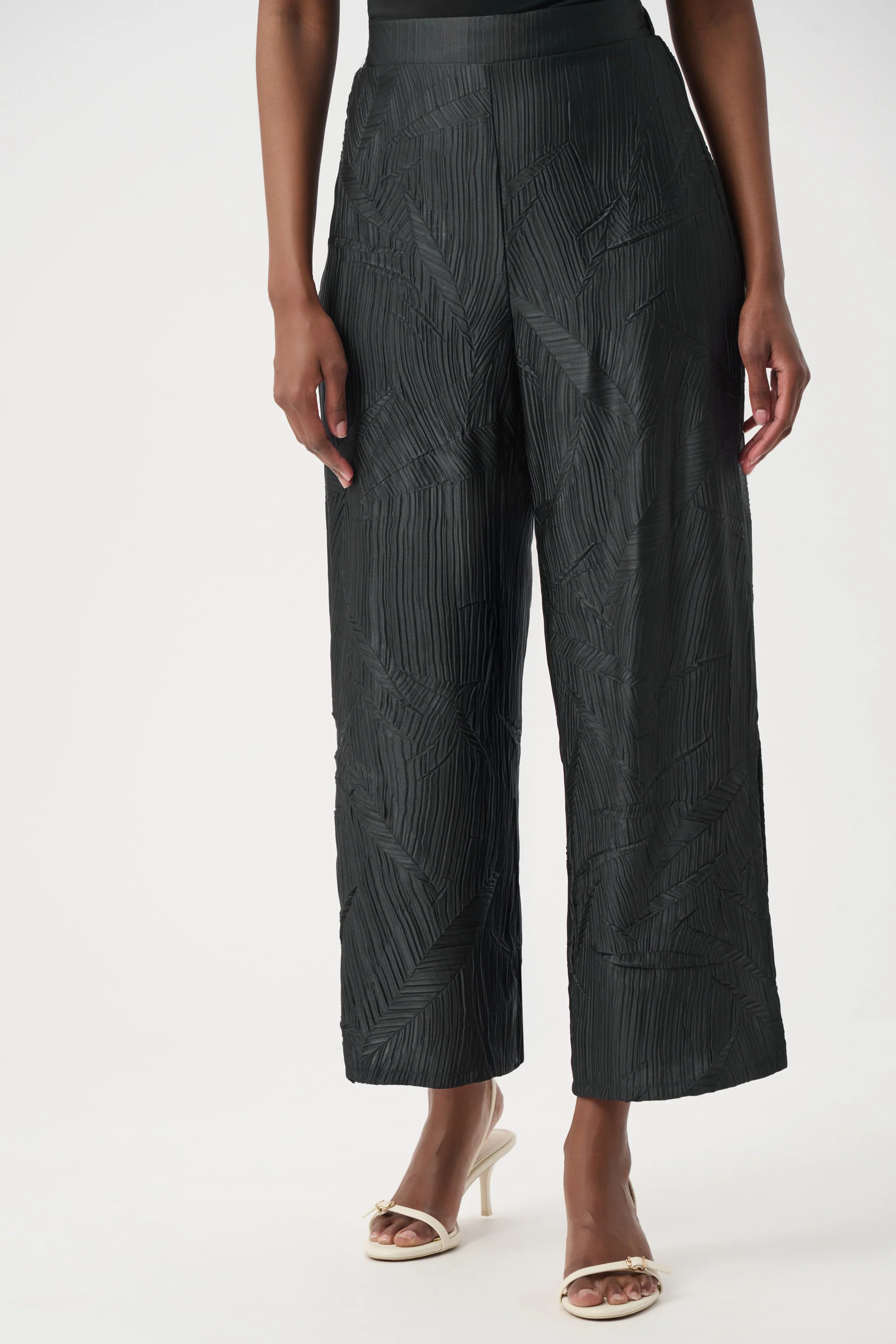 Joseph Ribkoff Pleated Satin Pull-On Culotte Pants Style 261161 - Image 4