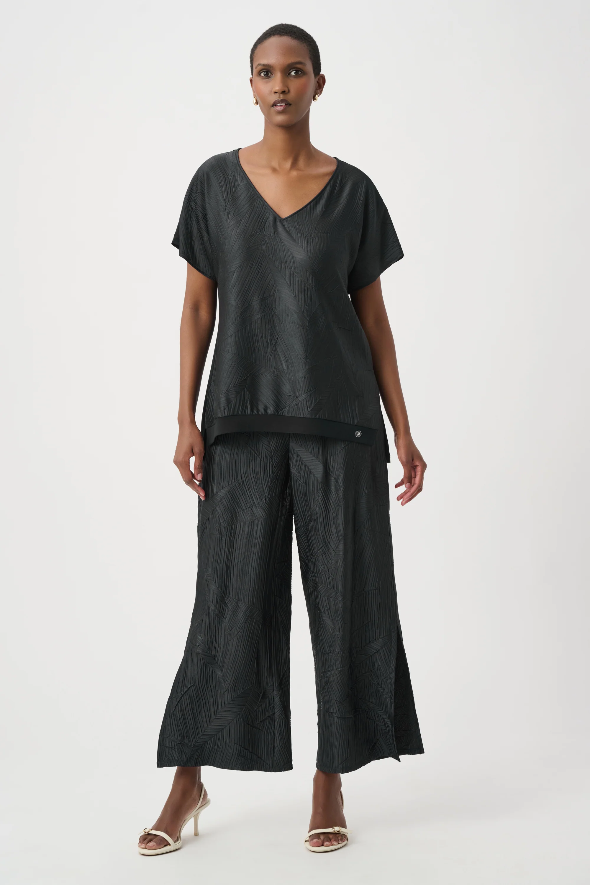 Joseph Ribkoff Pleated Satin Pull-On Culotte Pants Style 261161 - Image 5