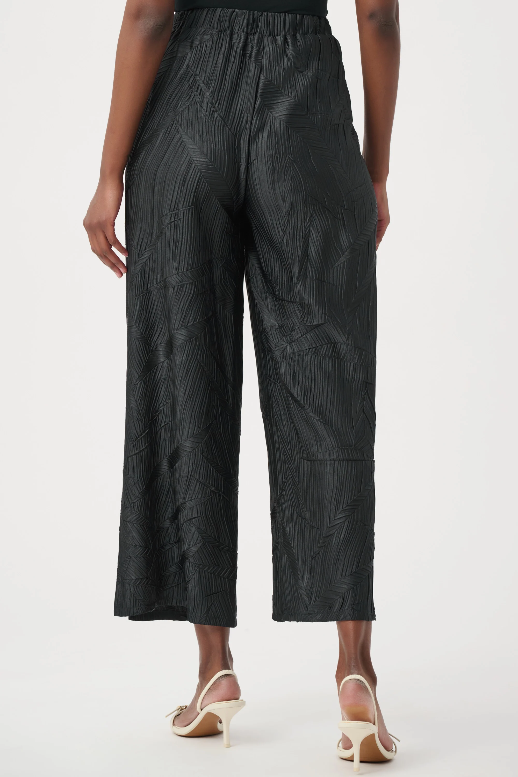 Joseph Ribkoff Pleated Satin Pull-On Culotte Pants Style 261161 - Image 6
