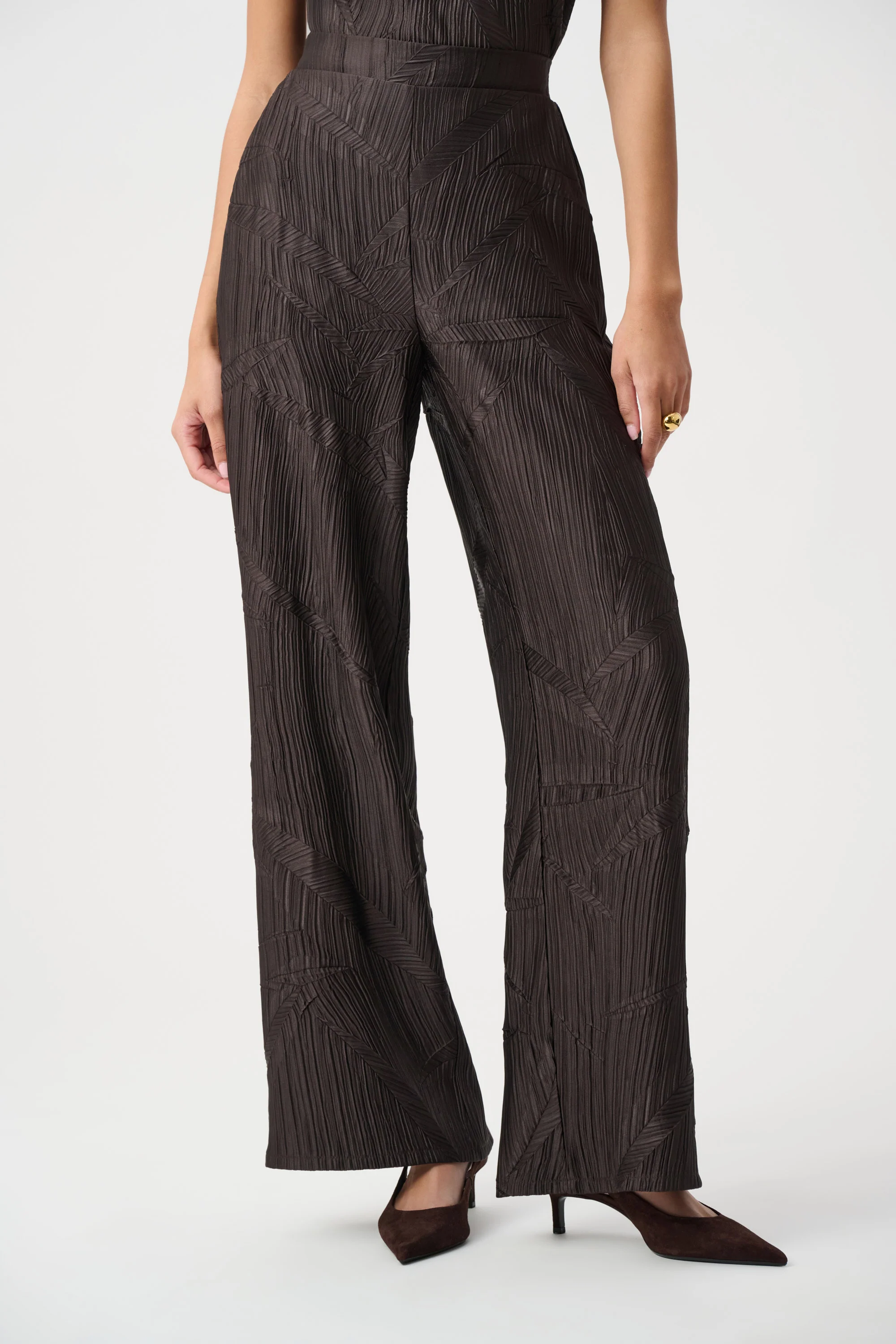 Joseph Ribkoff Pleated Satin Pull-On Wide-Leg Pants Style 263052
