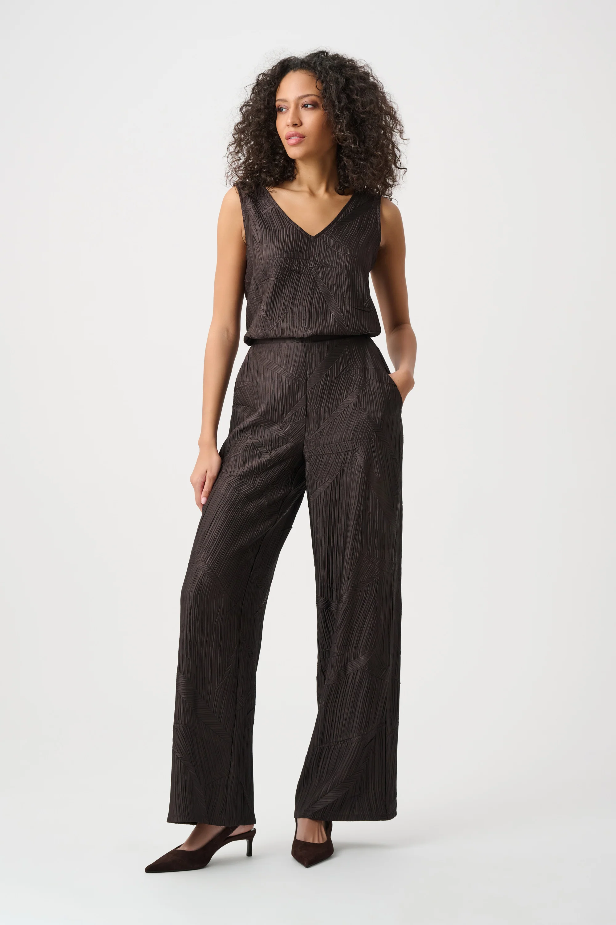 Joseph Ribkoff Pleated Satin Pull-On Wide-Leg Pants Style 263052 - Image 3
