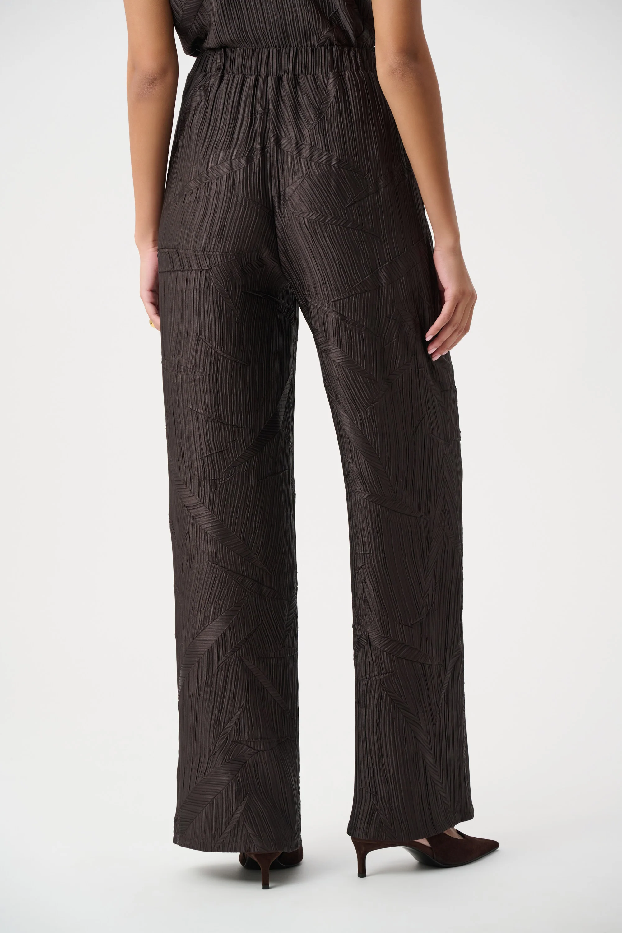 Joseph Ribkoff Pleated Satin Pull-On Wide-Leg Pants Style 263052 - Image 5