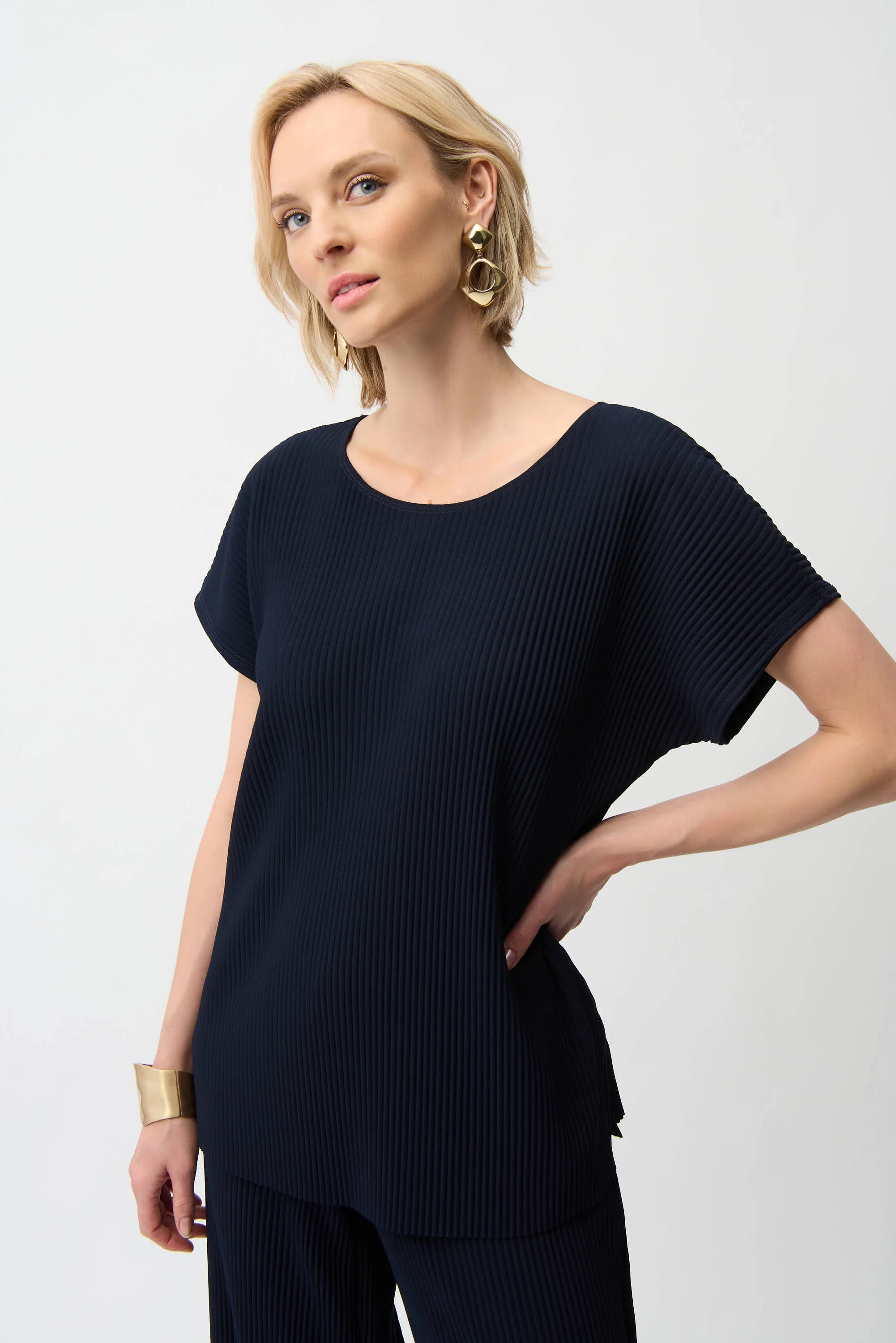Joseph Ribkoff Pleated Scuba Crepe Boxy Top Style 261192 - Image 5