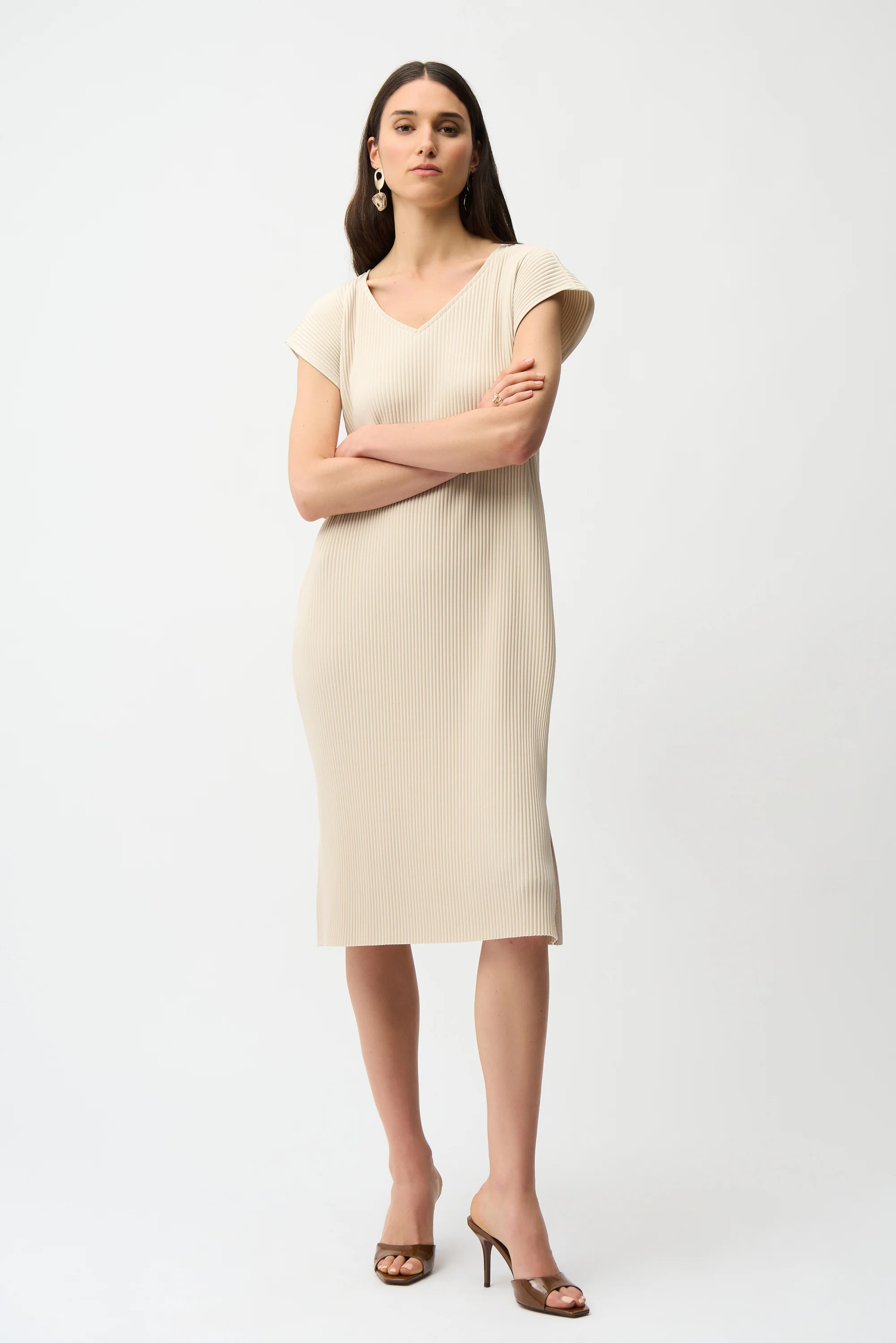 Joseph Ribkoff Pleated Straight Dress With Pockets Style 261252 - Image 2