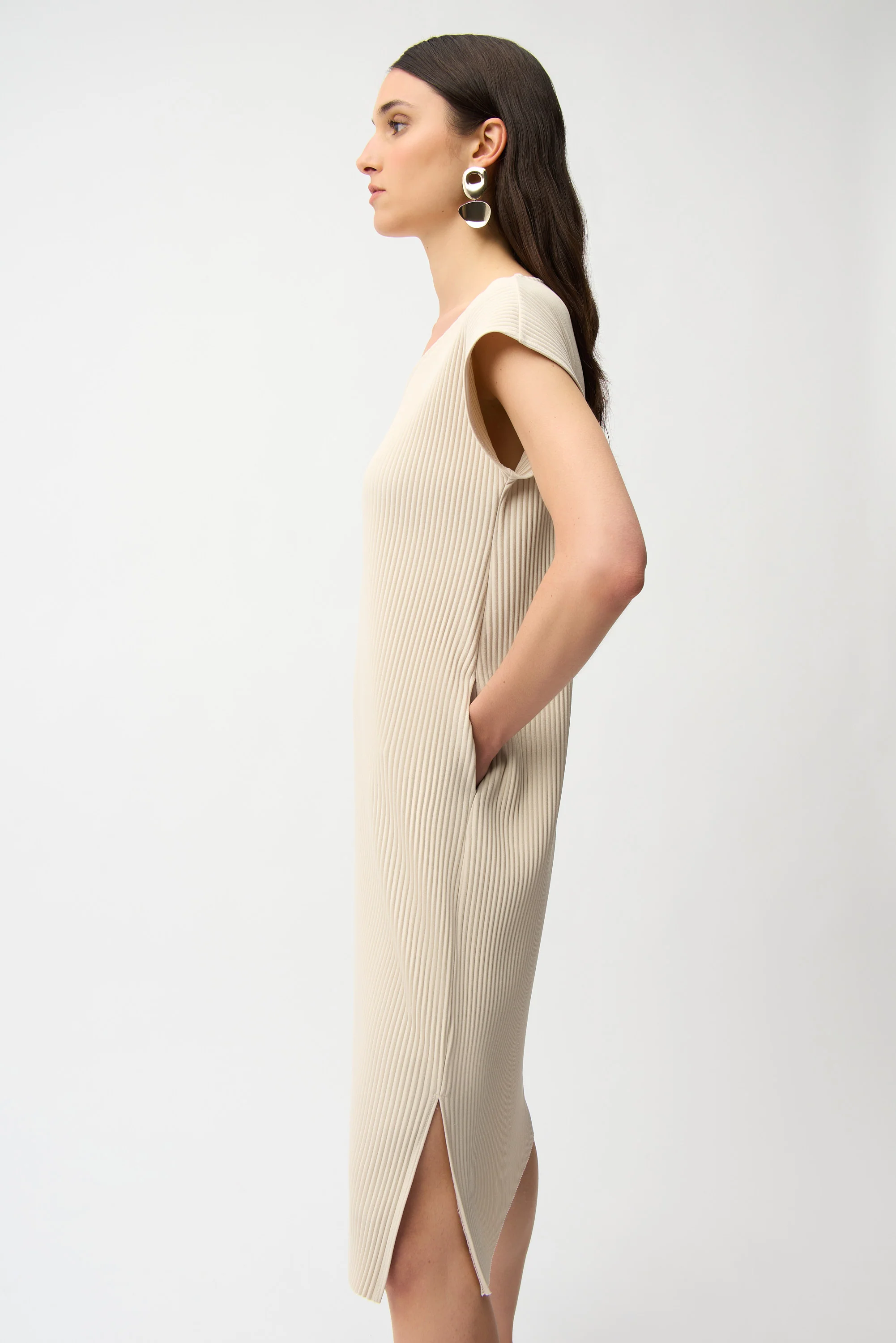 Joseph Ribkoff Pleated Straight Dress With Pockets Style 261252 - Image 4