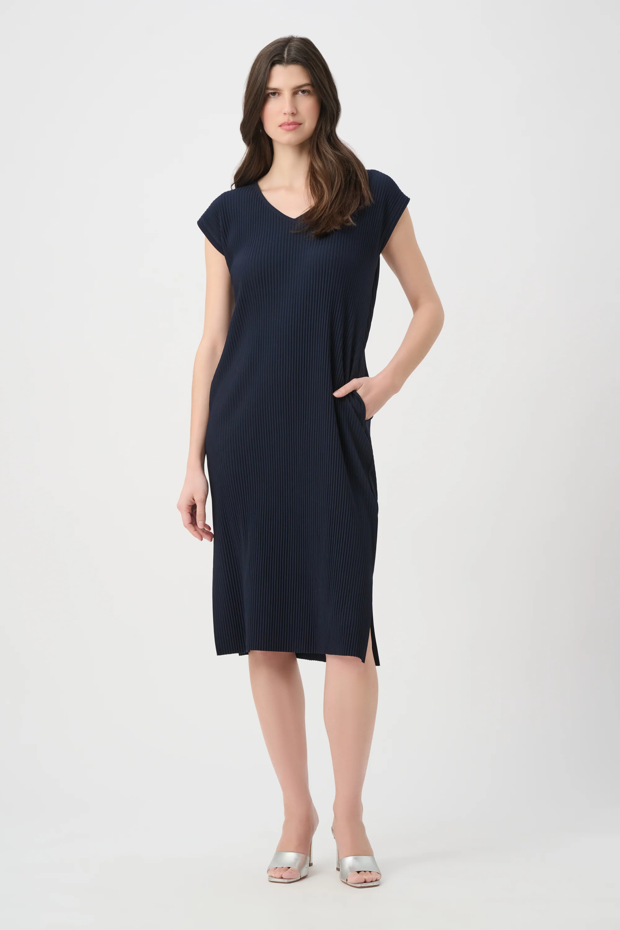 Joseph Ribkoff Pleated Straight Dress With Pockets Style 261252 - Image 5