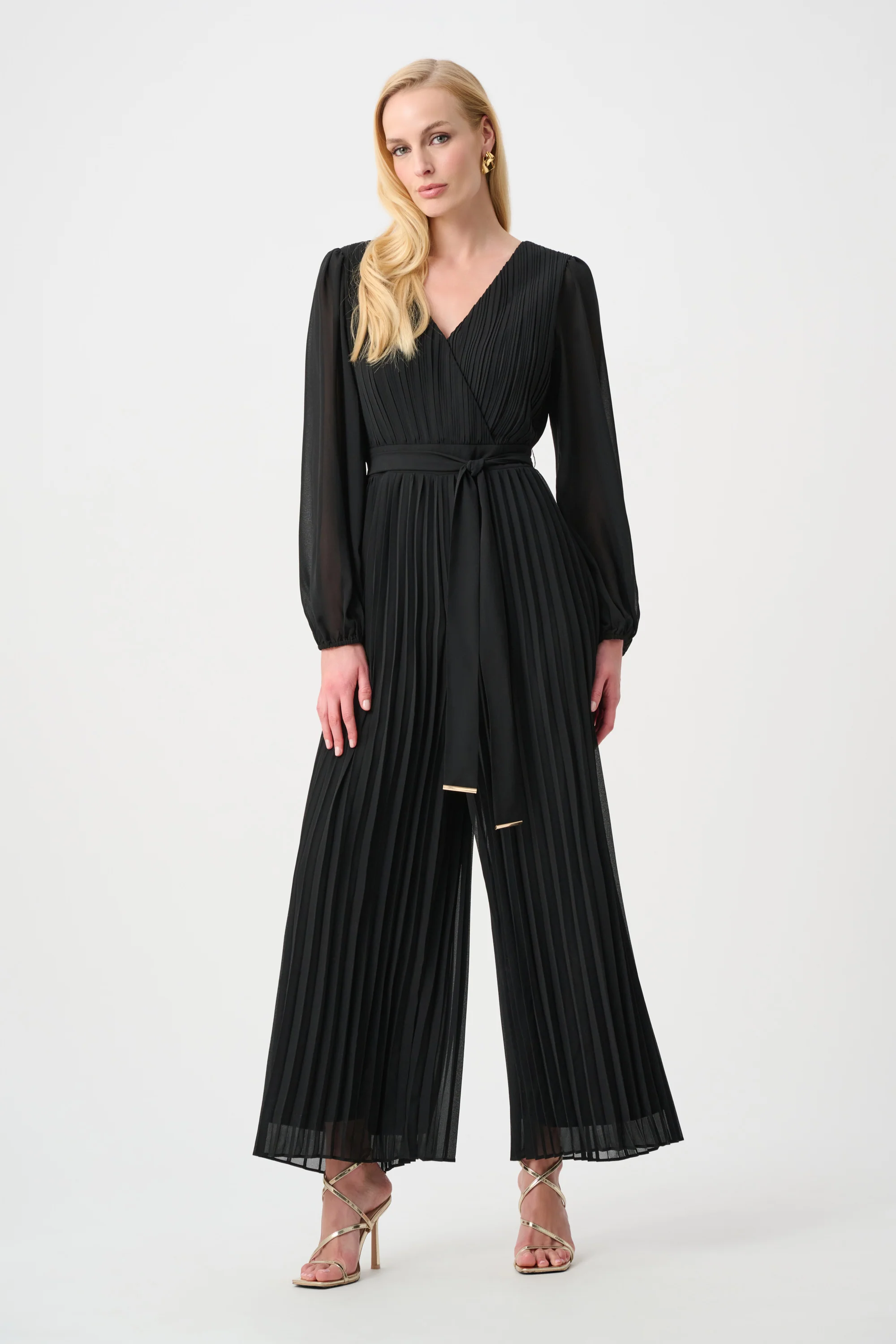 Joseph Ribkoff Pleated Wide Leg Wrap Jumpsuit Style 263737