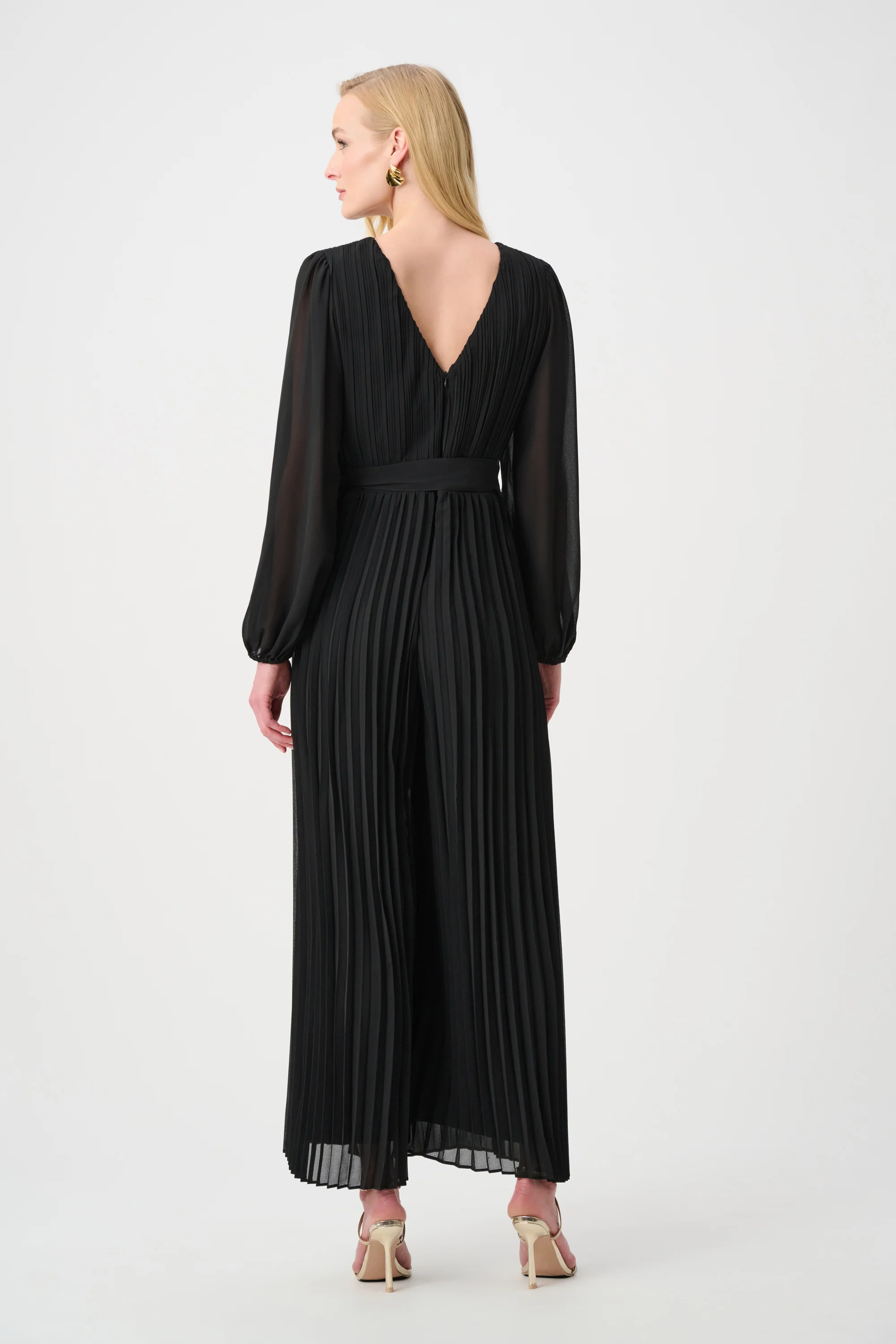 Joseph Ribkoff Pleated Wide Leg Wrap Jumpsuit Style 263737 - Image 3