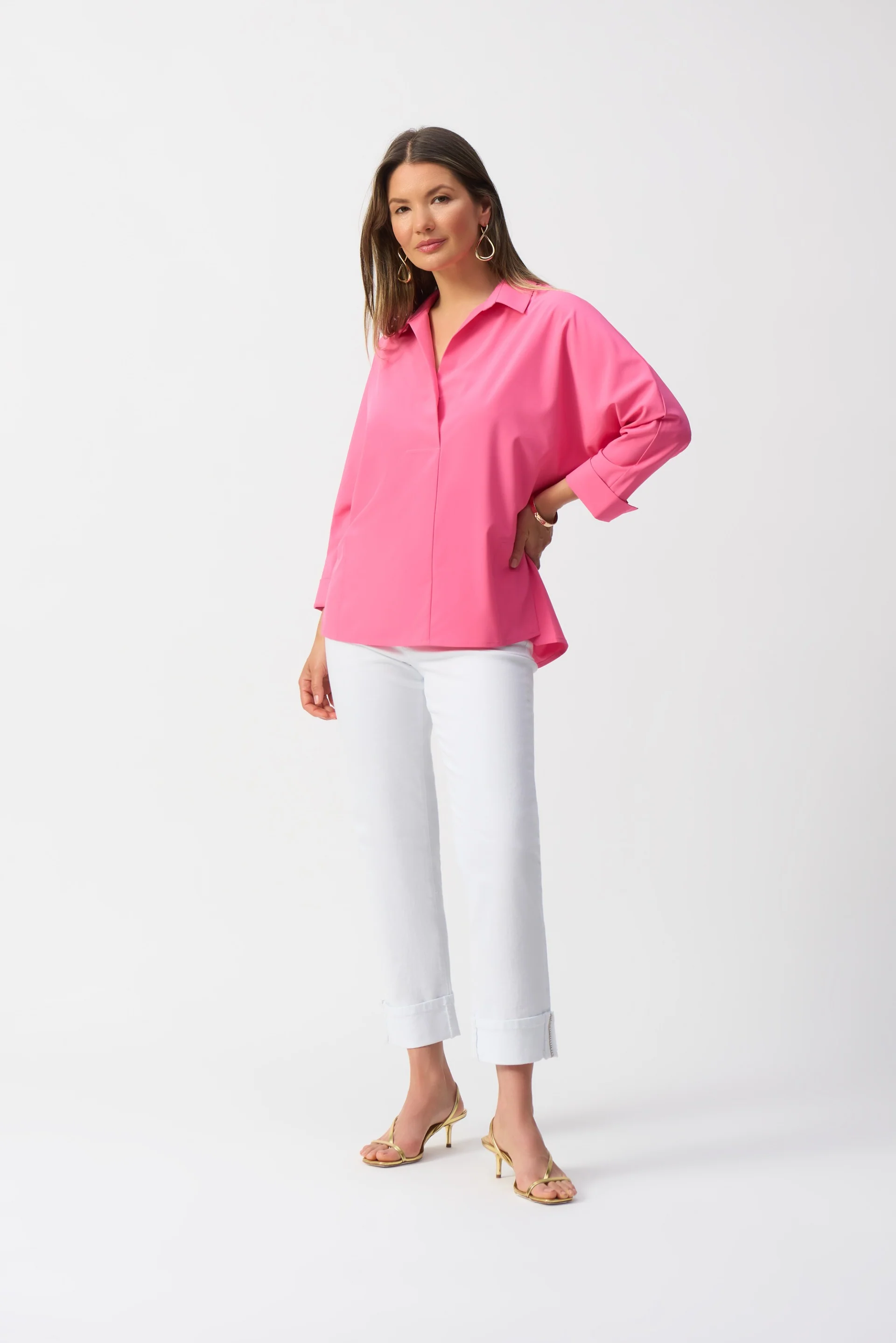 Joseph Ribkoff Poplin Boxy Shirt With Overlapping V-Neck Style 251948 - Image 10