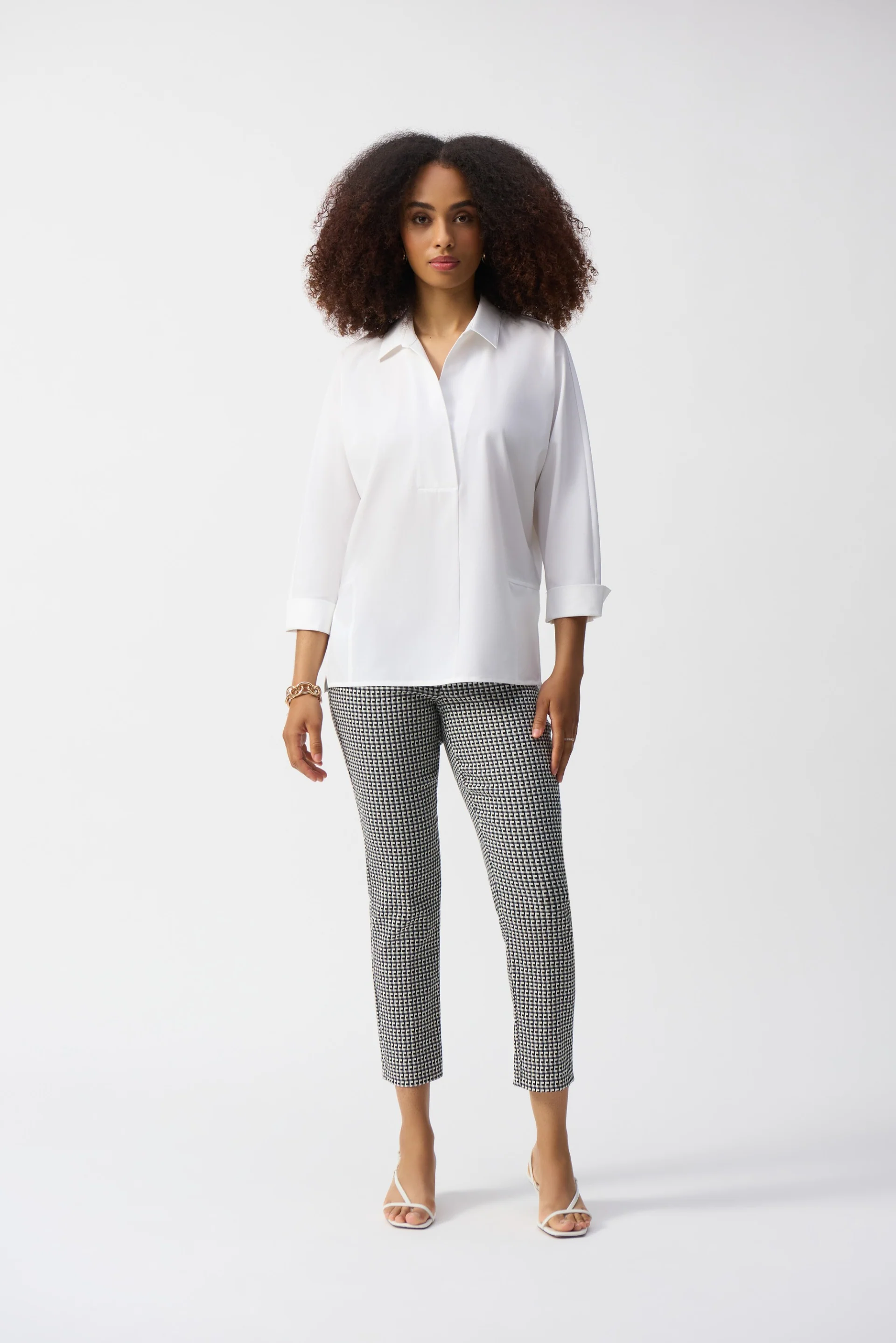 Joseph Ribkoff Poplin Boxy Shirt With Overlapping V-Neck Style 251948 - Image 5