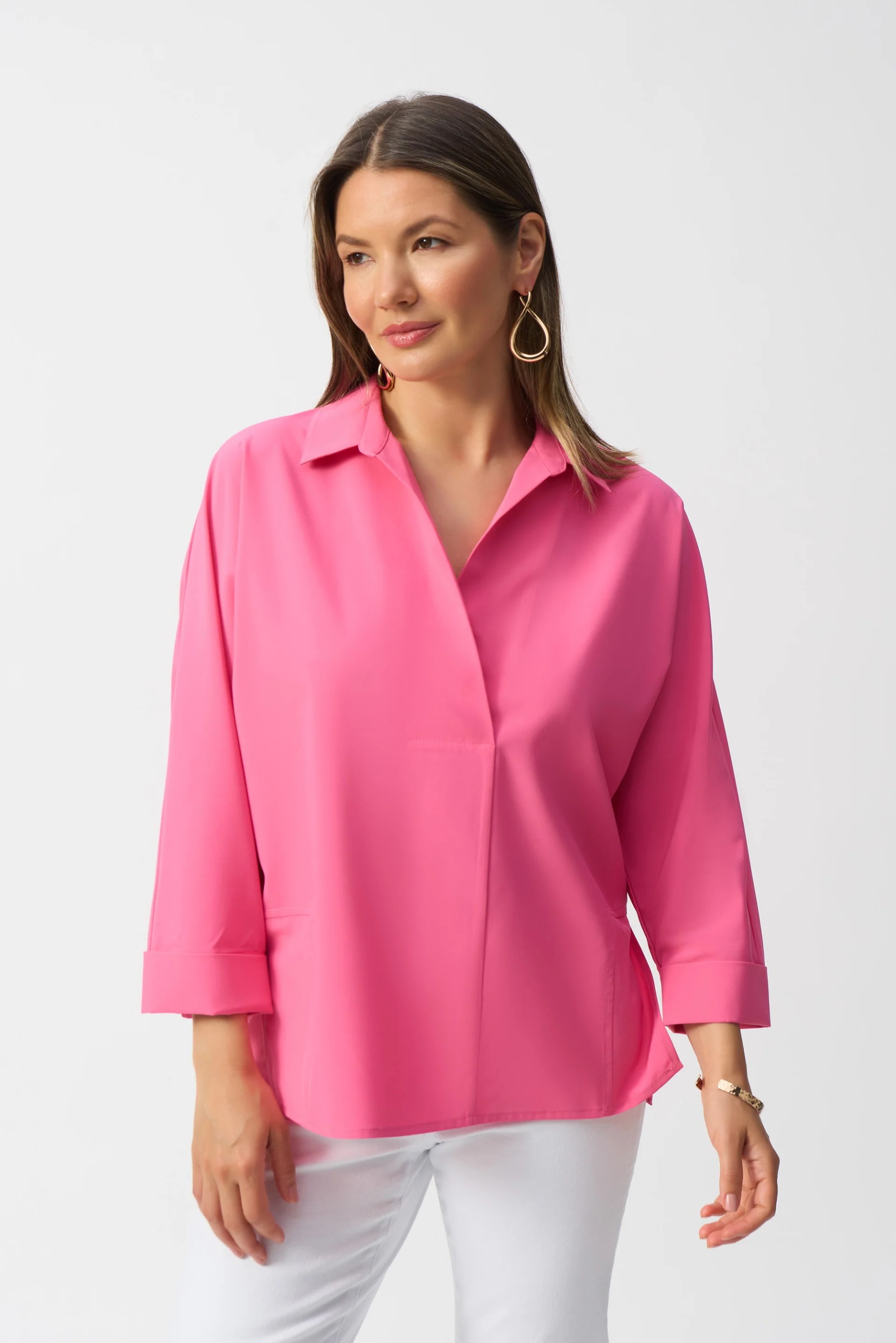 Joseph Ribkoff Poplin Boxy Shirt With Overlapping V-Neck Style 251948 - Image 7