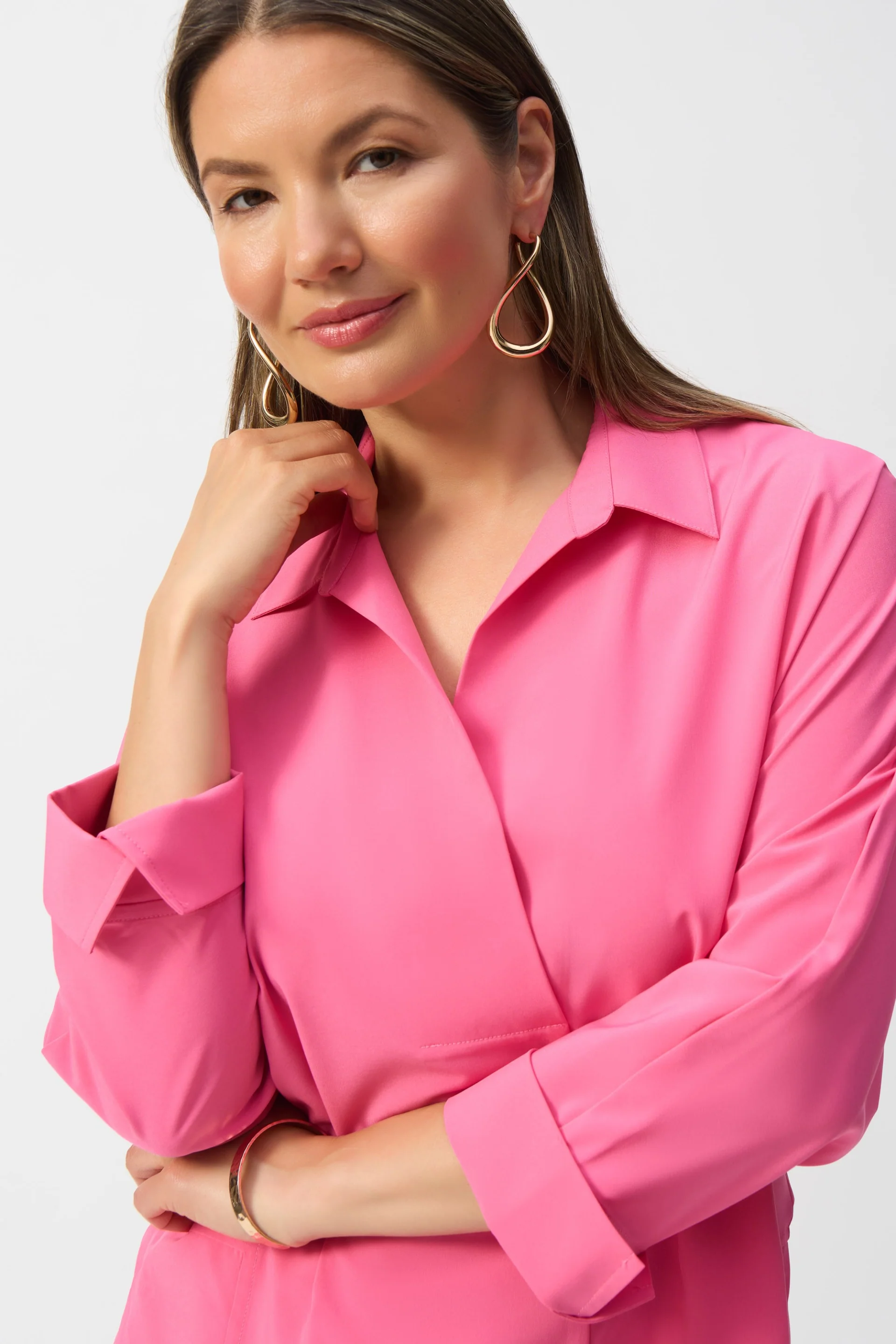 Joseph Ribkoff Poplin Boxy Shirt With Overlapping V-Neck Style 251948 - Image 9