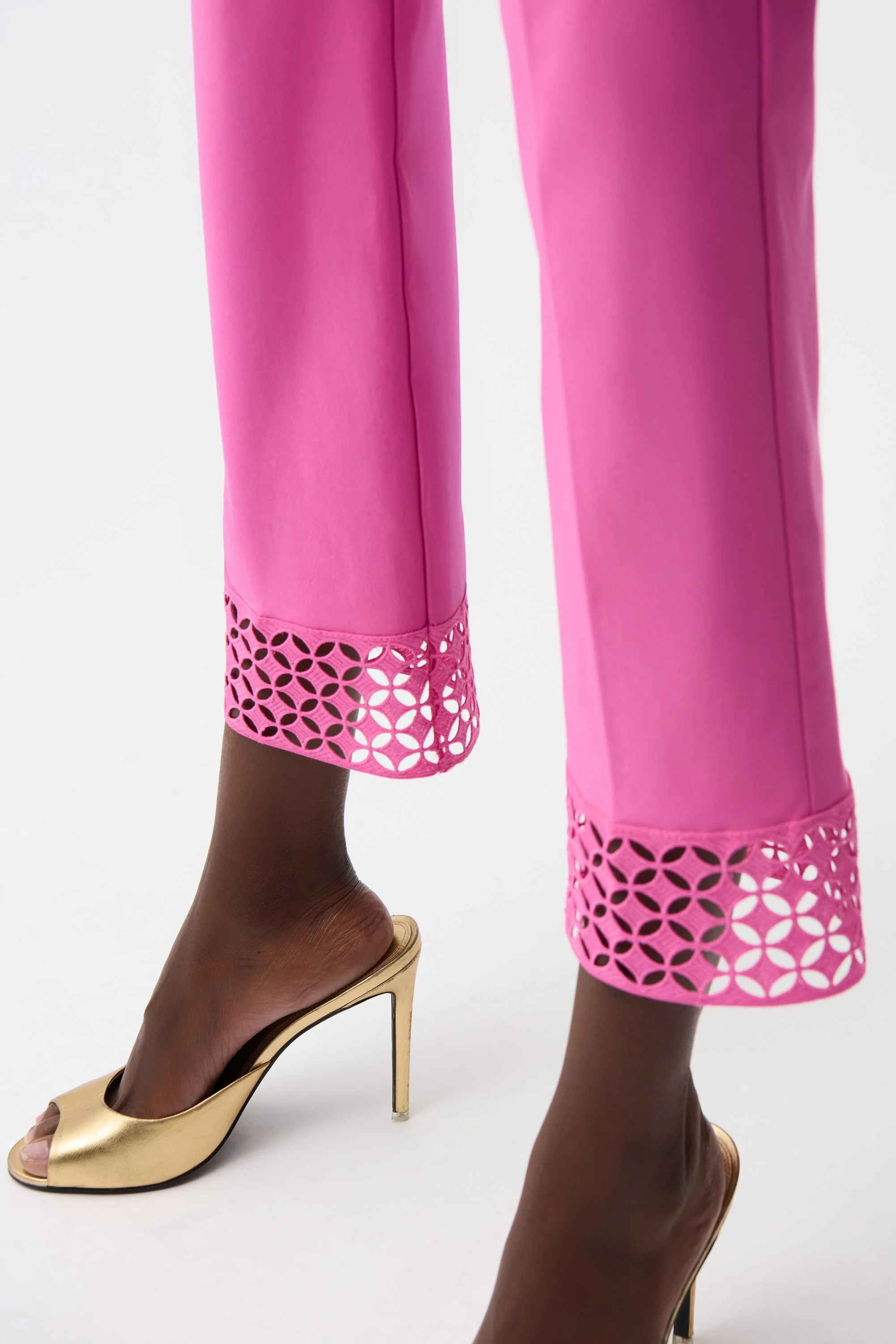 Joseph Ribkoff Pull-On Crop Pants With Guipure Detail Style 261159 - Image 4