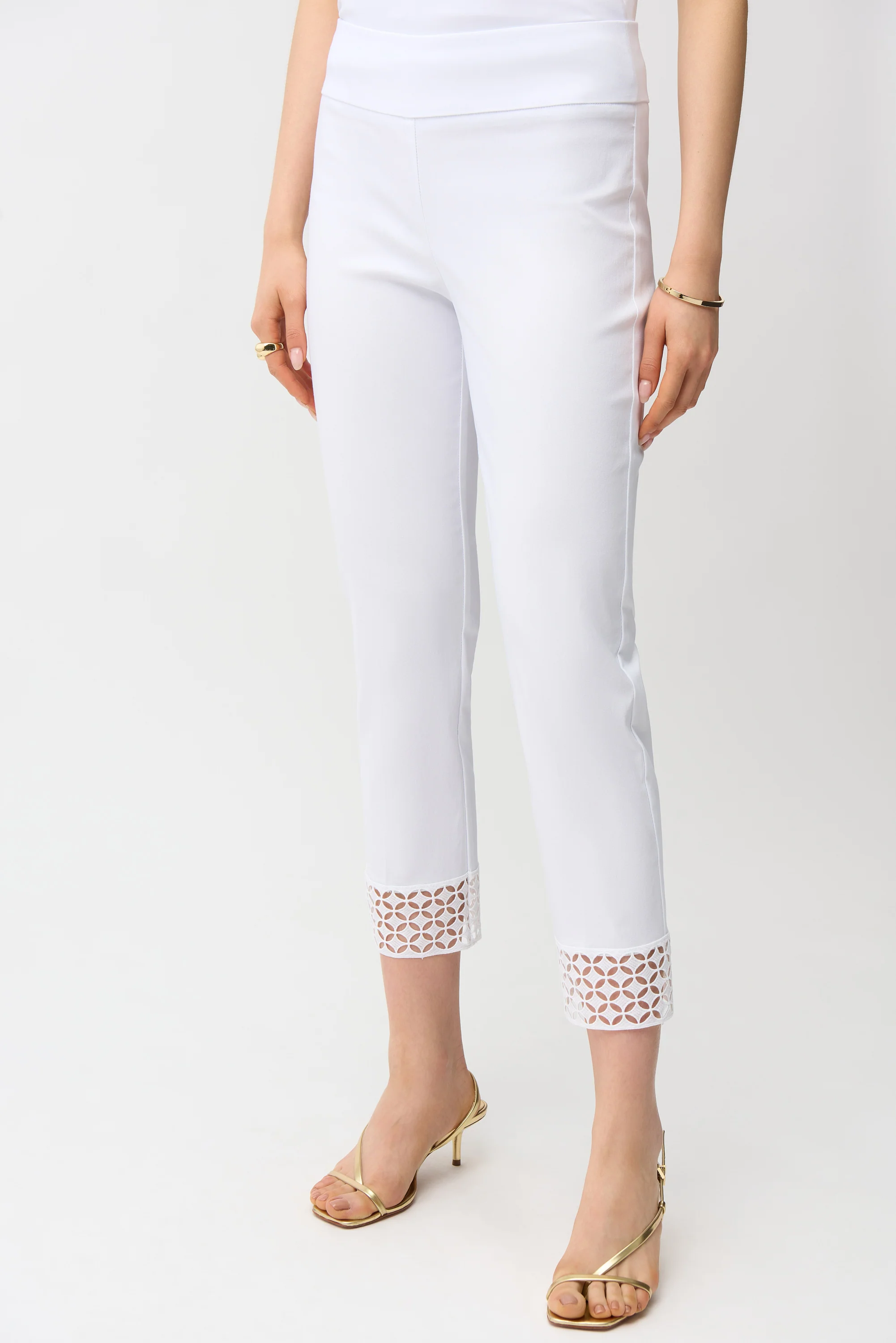 Joseph Ribkoff Pull-On Crop Pants With Guipure Detail Style 261159 - Image 5