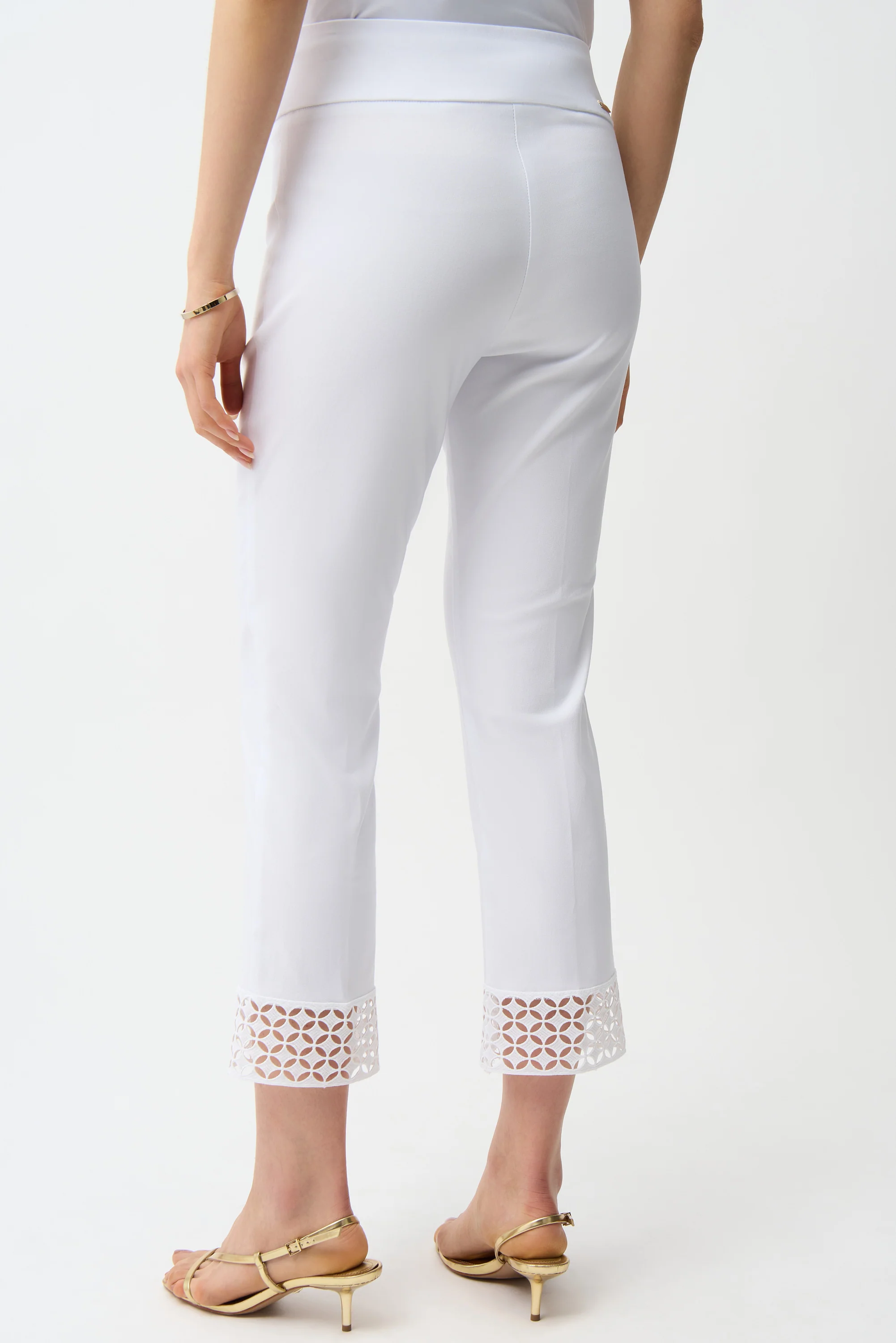 Joseph Ribkoff Pull-On Crop Pants With Guipure Detail Style 261159 - Image 7