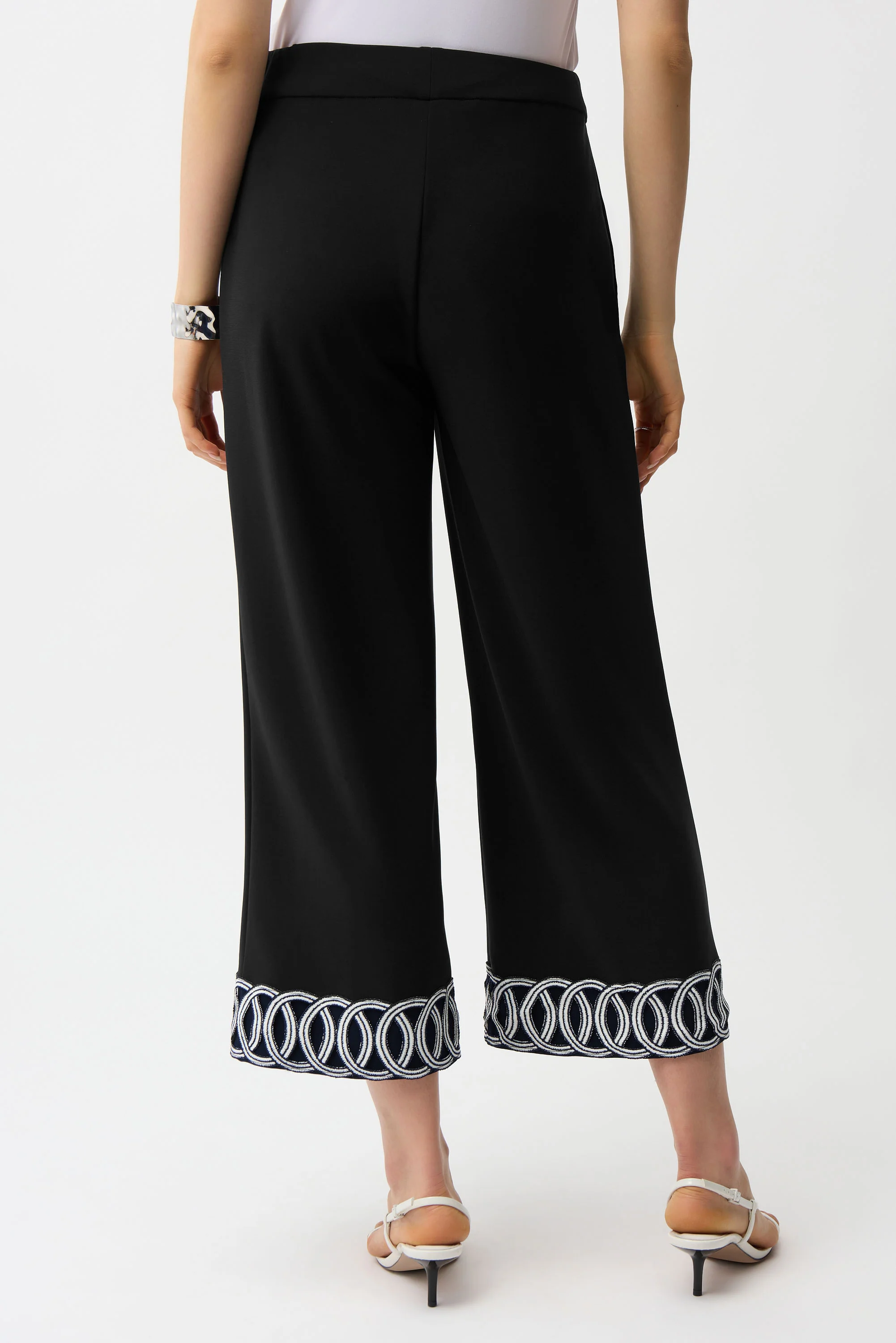 Joseph Ribkoff Pull-On Culotte Pants With Guipure Detail Style 261246 - Image 3
