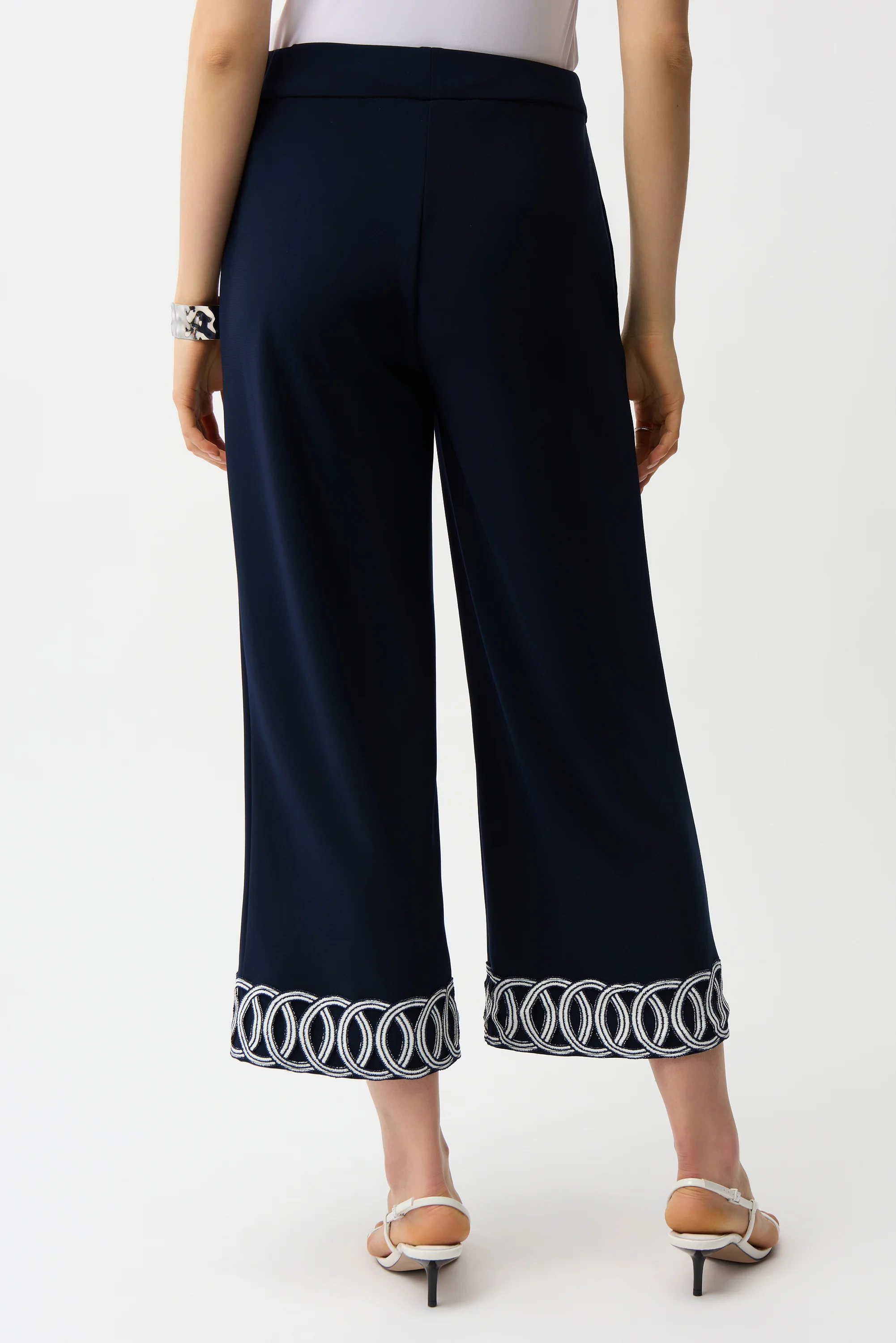 Joseph Ribkoff Pull-On Culotte Pants With Guipure Detail Style 261246 - Image 6