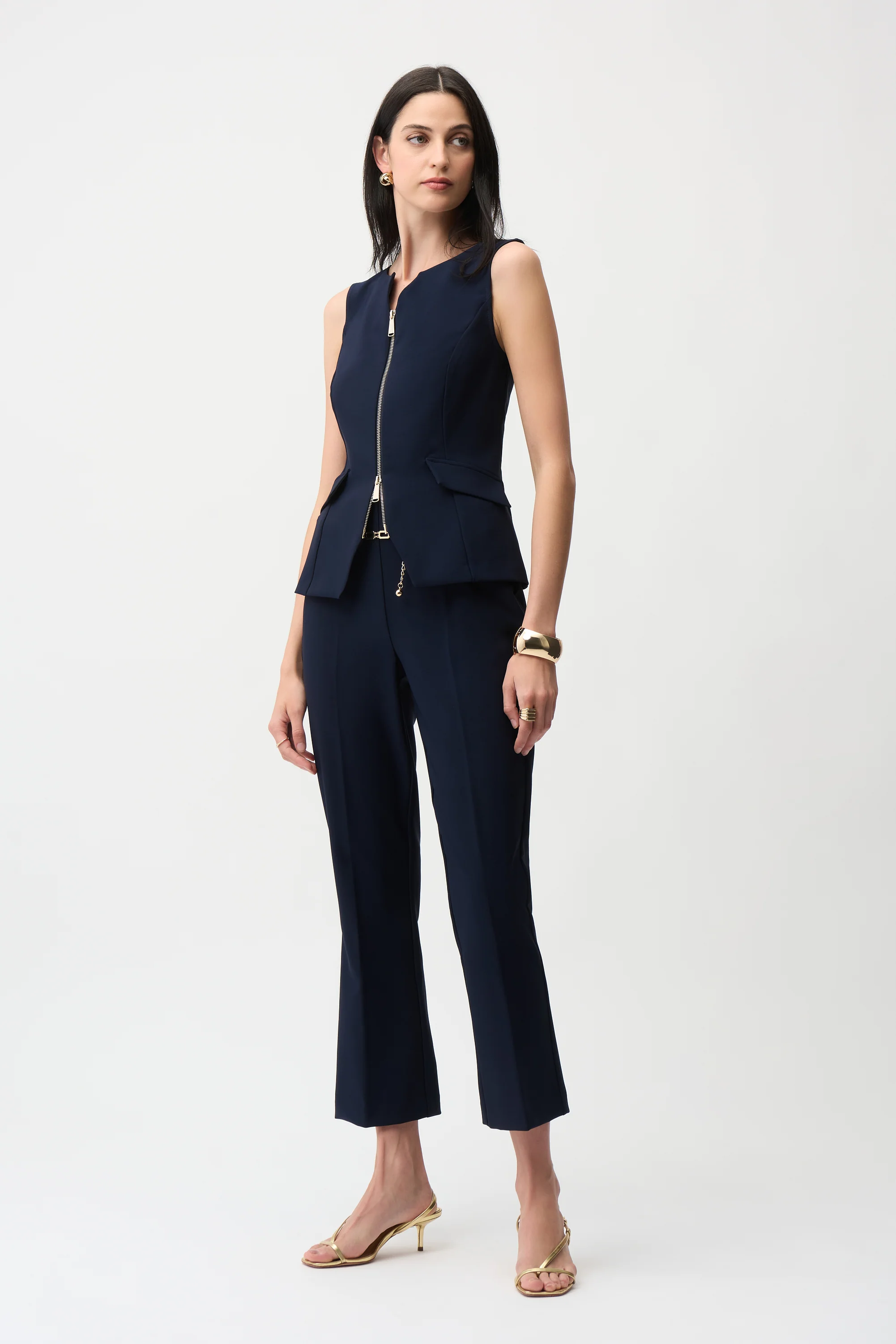 Joseph Ribkoff Pull-On Flare Pants With Chain Belt Style 261059 - Image 2