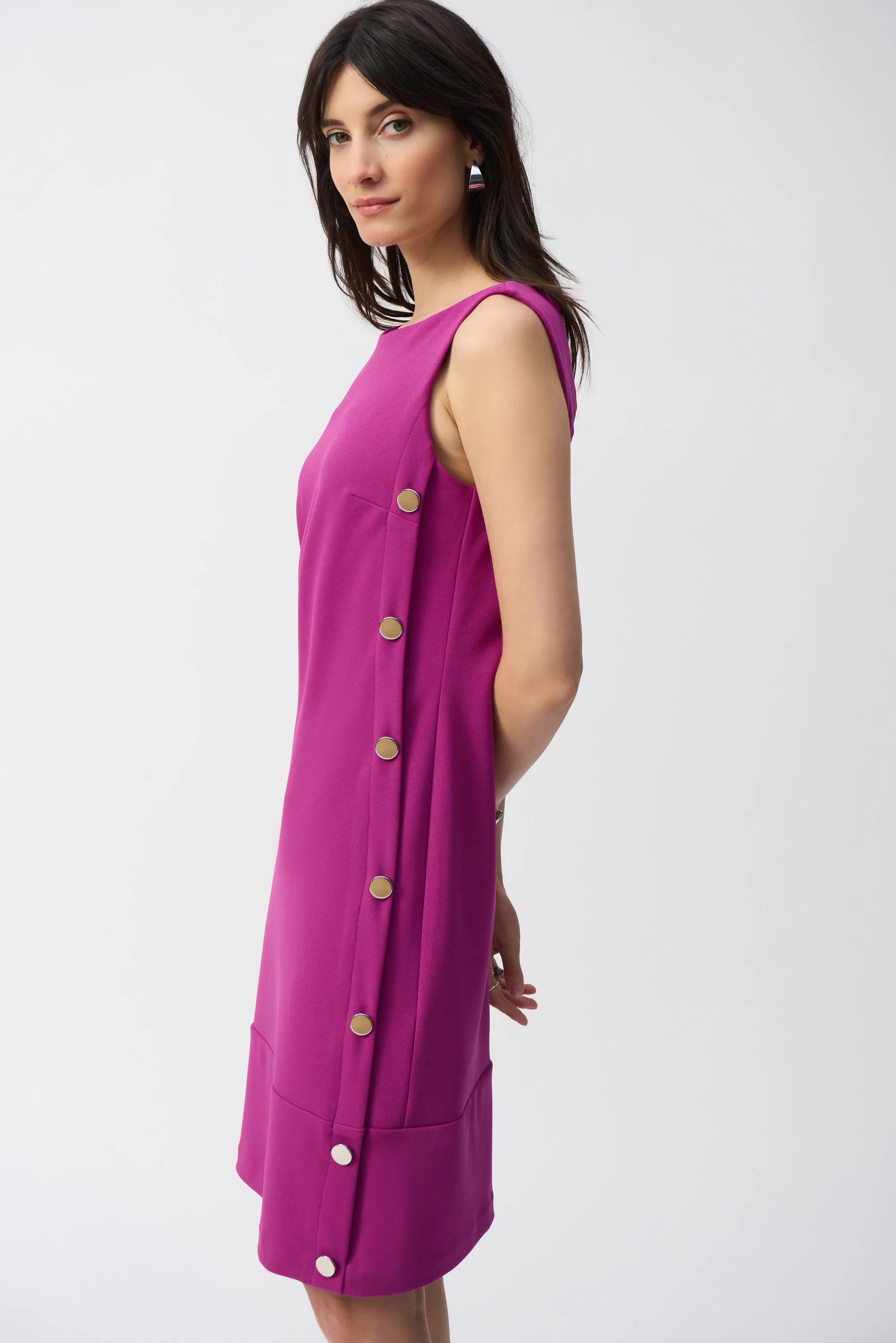 Joseph Ribkoff Purple Orchid Sleeveless Shift Dress Style 251268 - Image 4
