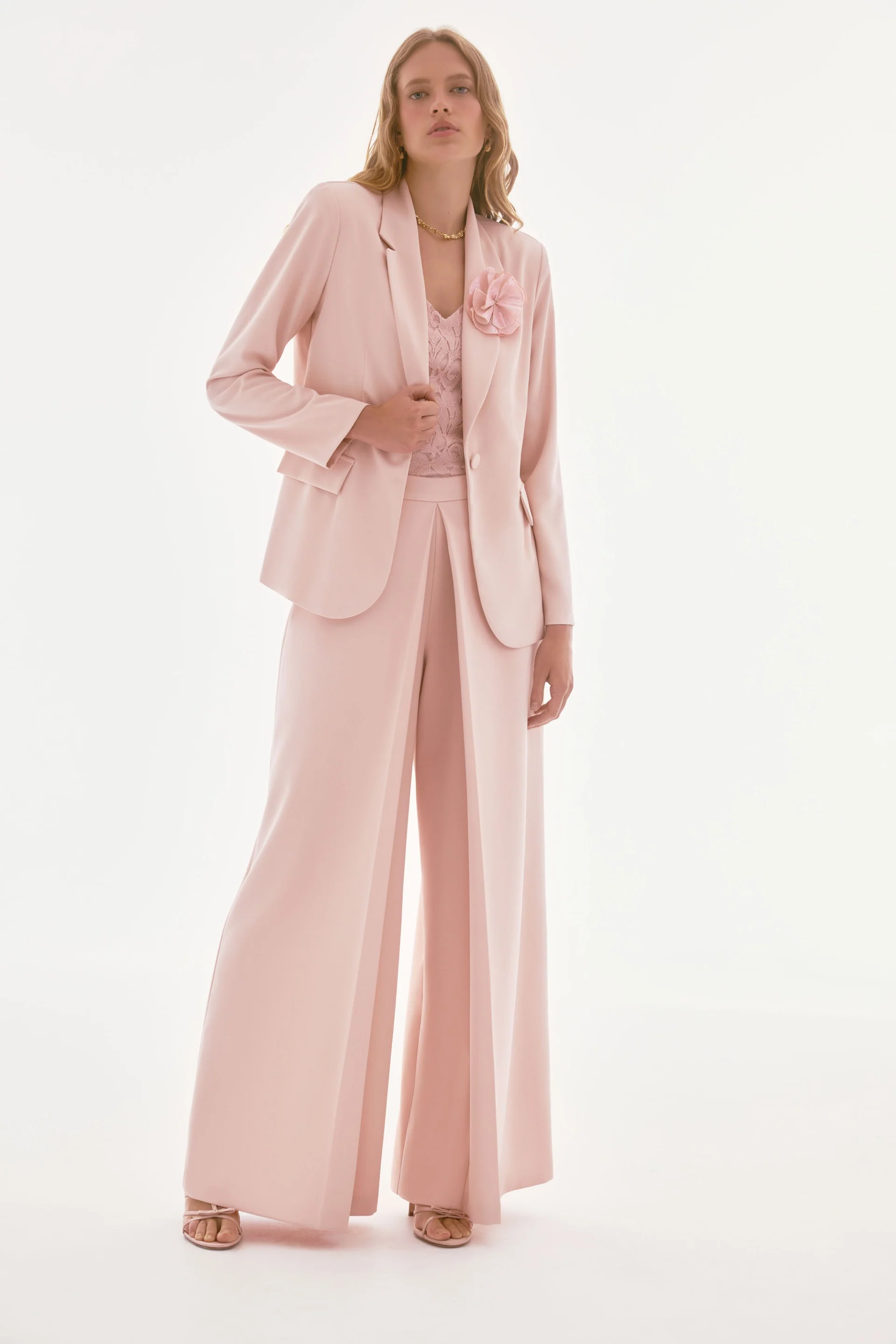 Joseph Ribkoff Quartz Woven Crepe High Waist Wide Leg Pants Style 251734 - Image 3