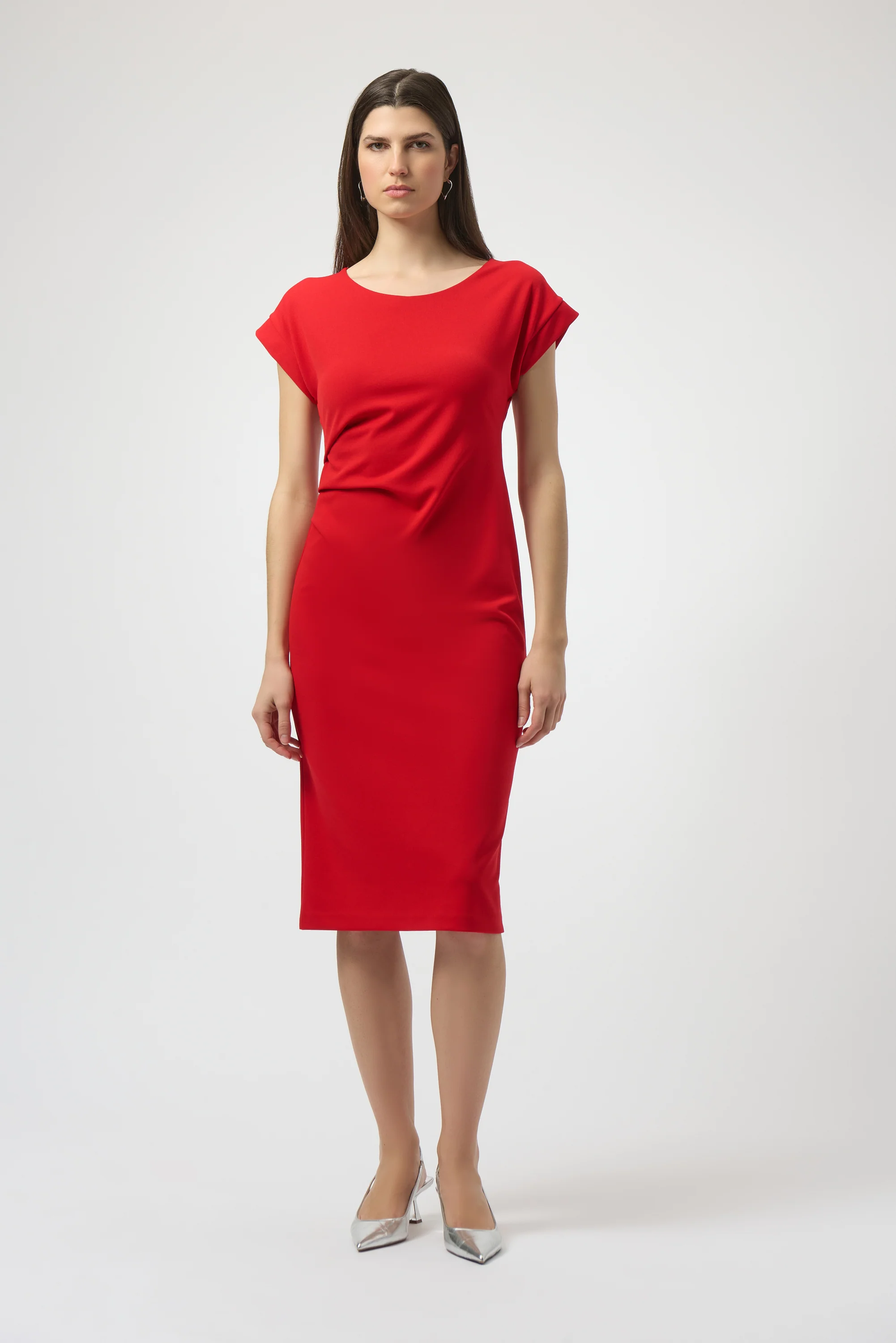 Joseph Ribkoff Scuba Crepe Sheath Dress With Pleats Style 252023