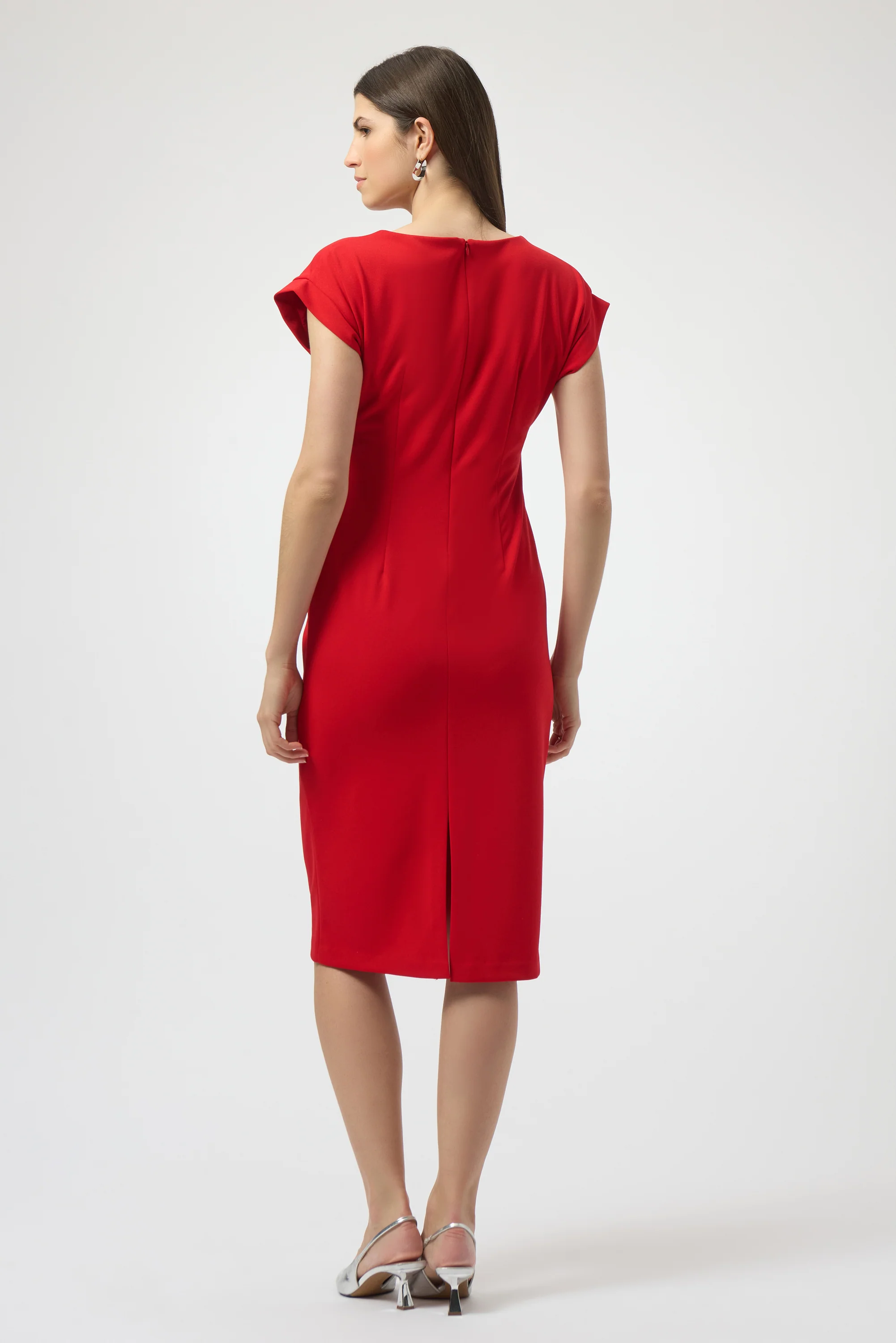 Joseph Ribkoff Scuba Crepe Sheath Dress With Pleats Style 252023 - Image 2