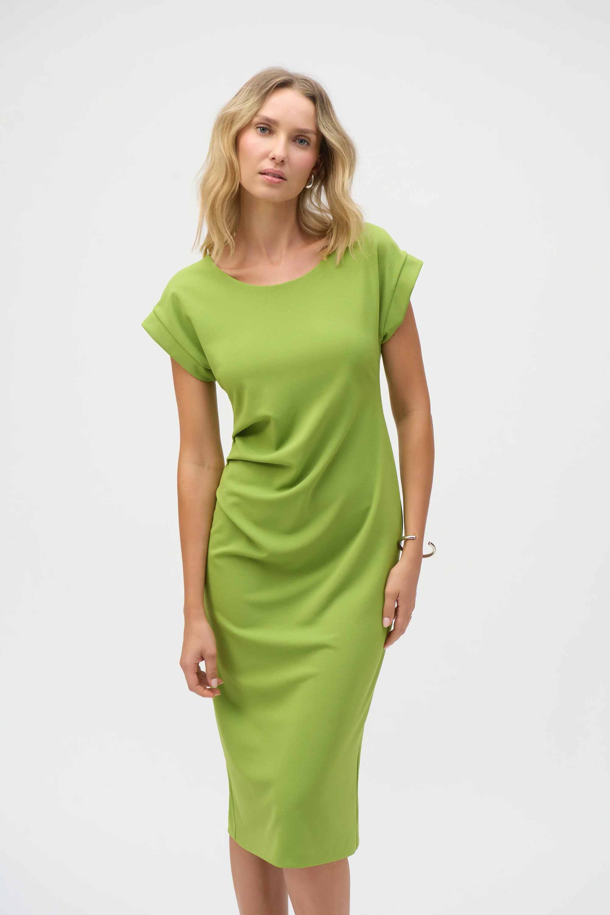 Joseph Ribkoff Scuba Crepe Sheath Dress With Pleats Style 252023 - Image 4