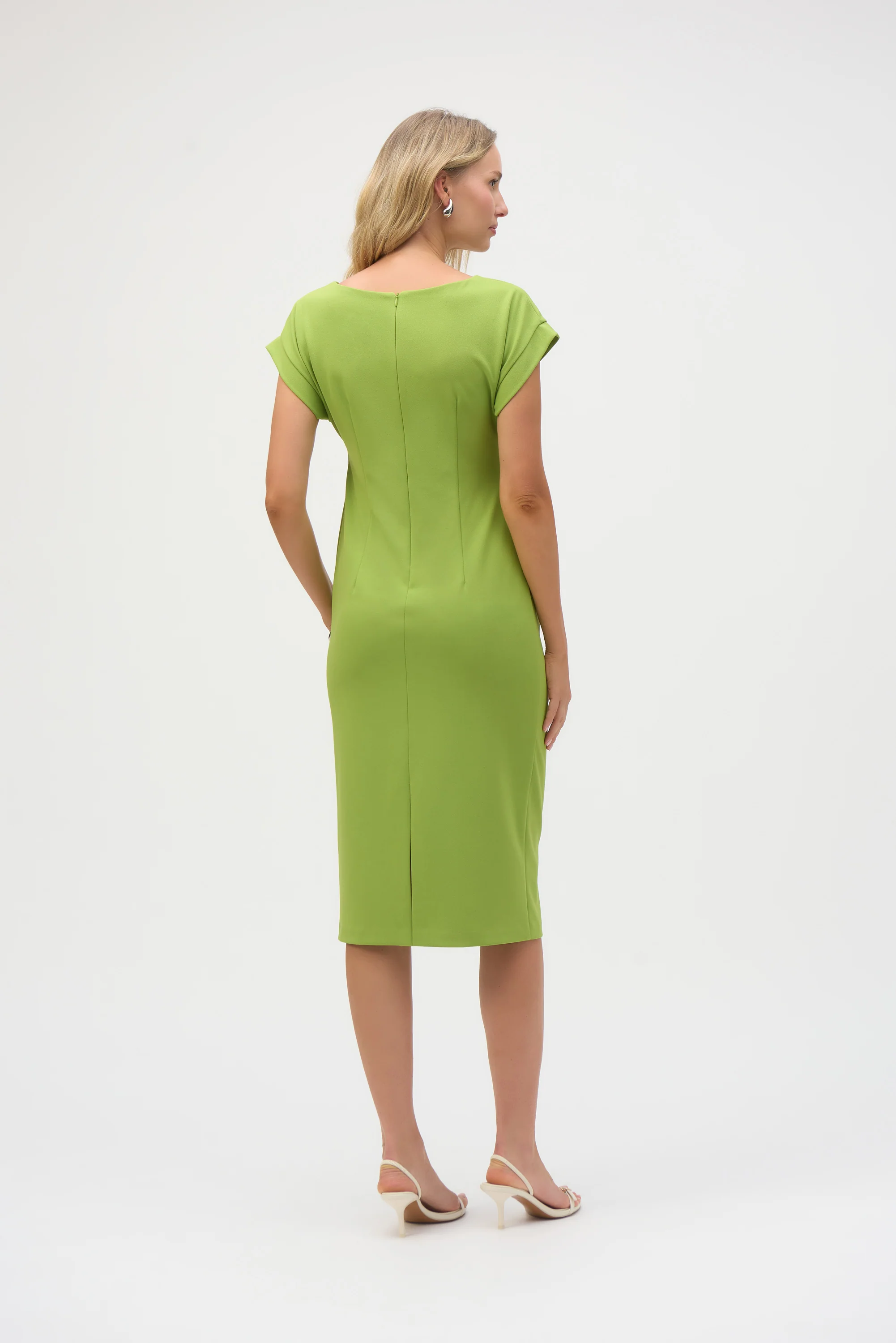 Joseph Ribkoff Scuba Crepe Sheath Dress With Pleats Style 252023 - Image 6