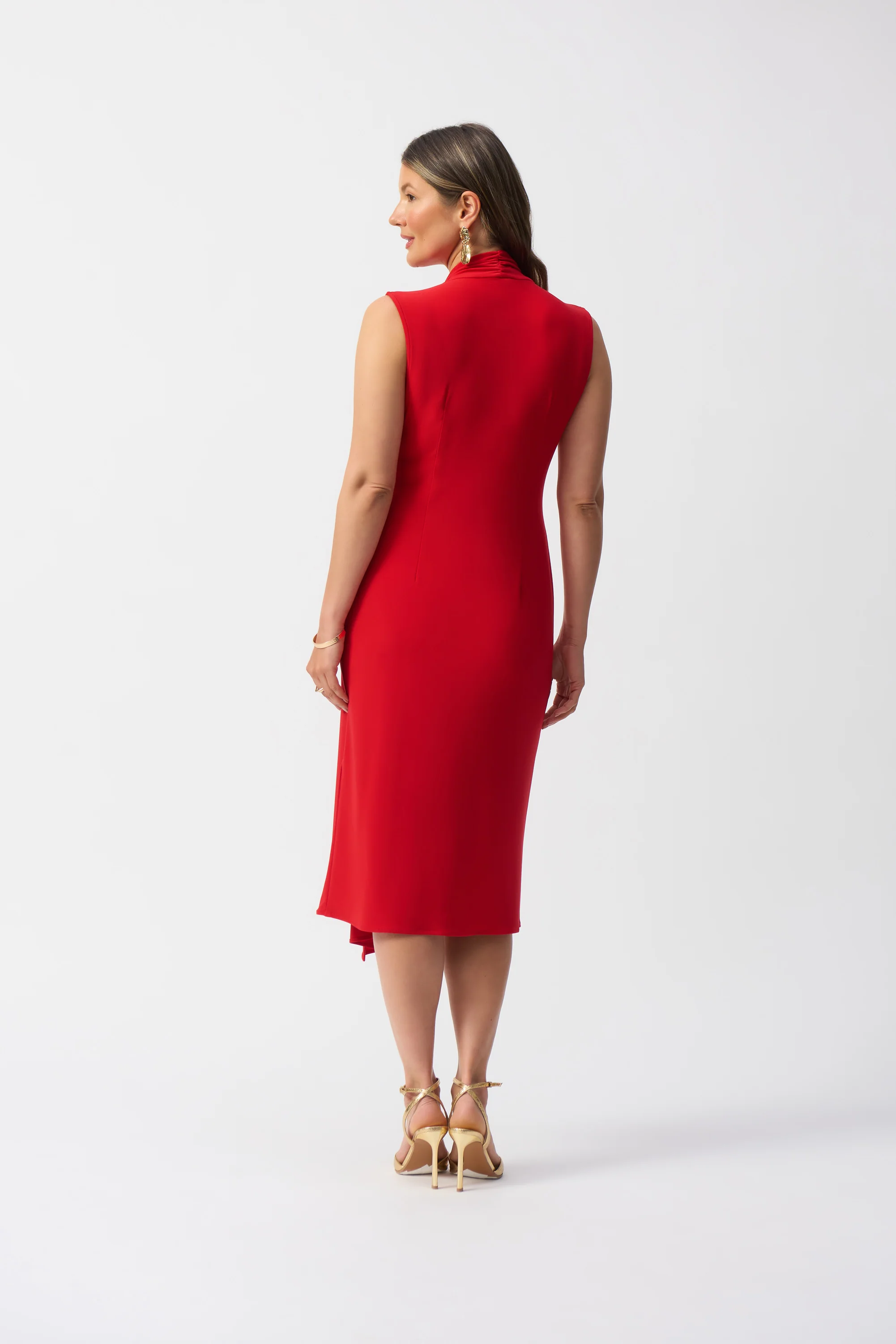 Joseph Ribkoff Radiant Red Sleeveless Wrap Dress Style 251278 - Image 4