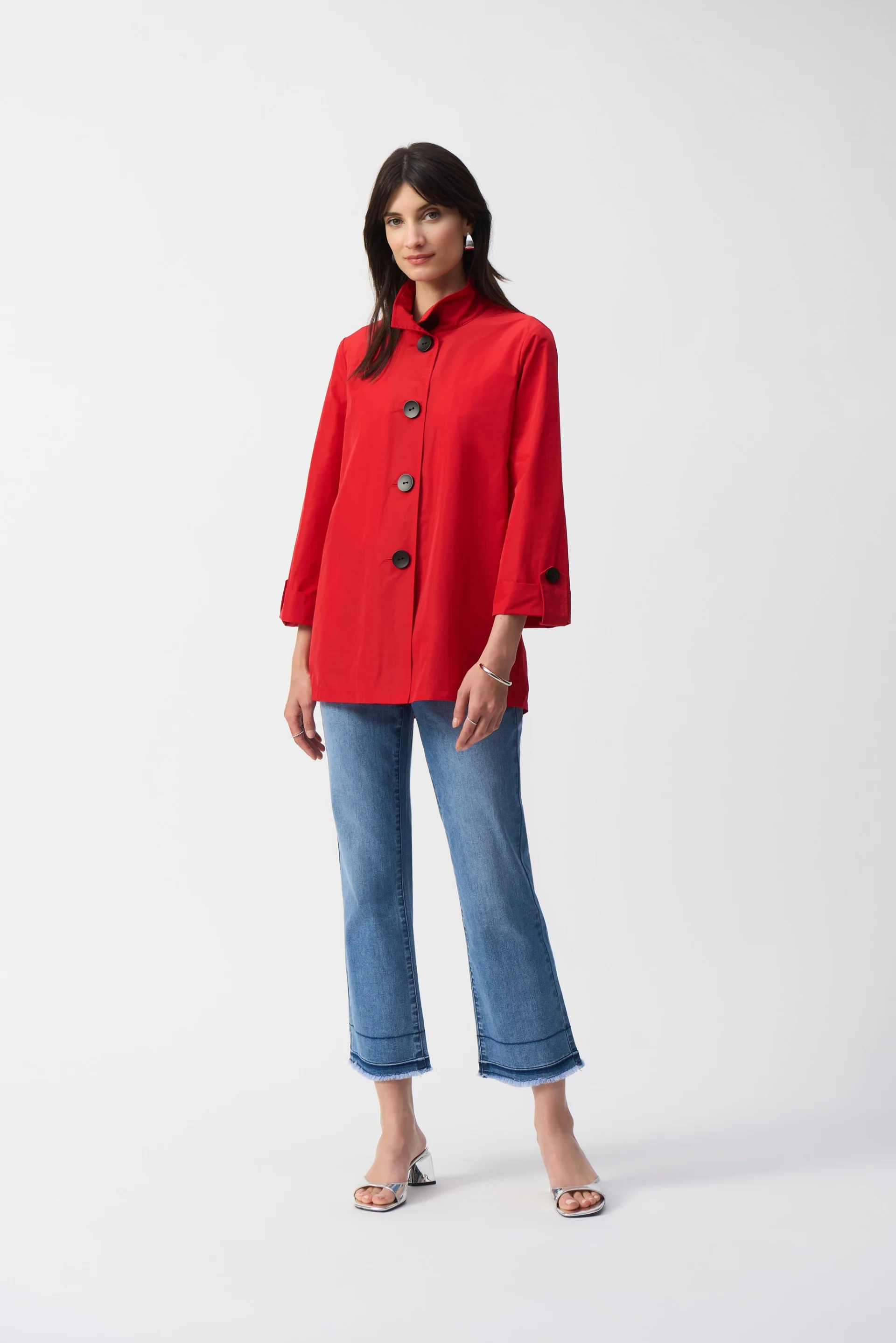 Joseph Ribkoff Radiant Red Trapeze Jacket Style 251018 - Image 4